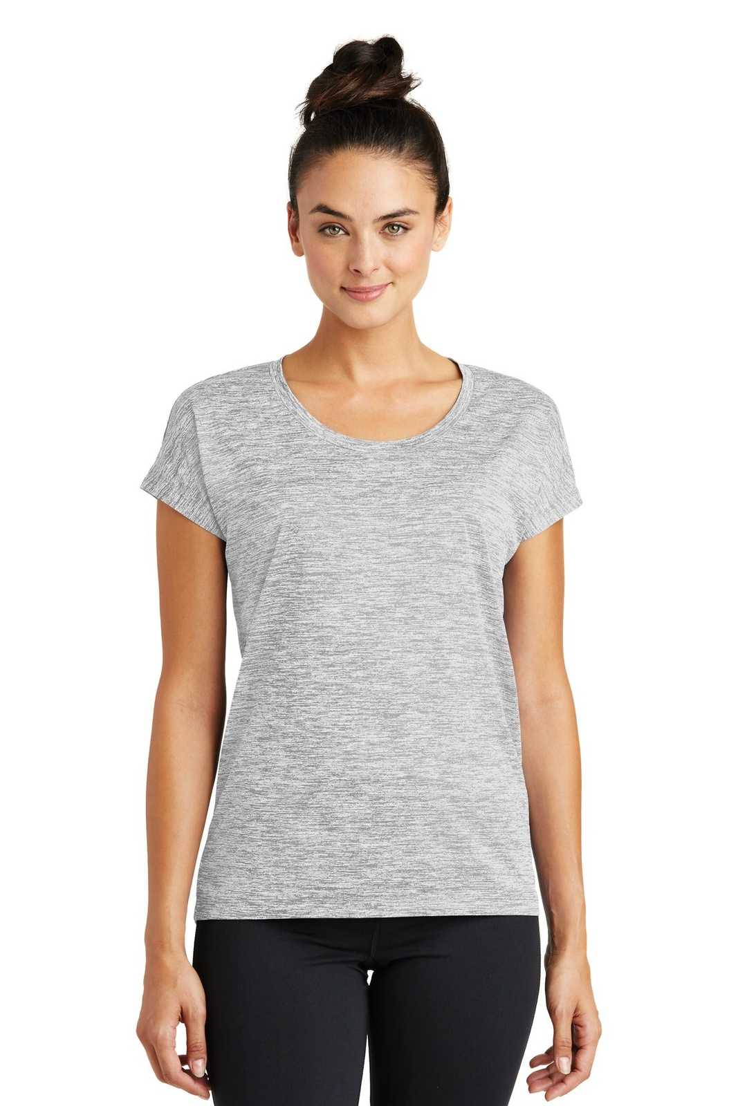 Sport-Tek LST390 Ladies PosiCharge Electric Heather Sporty Tee - Silver Electric - HIT a Double - 1