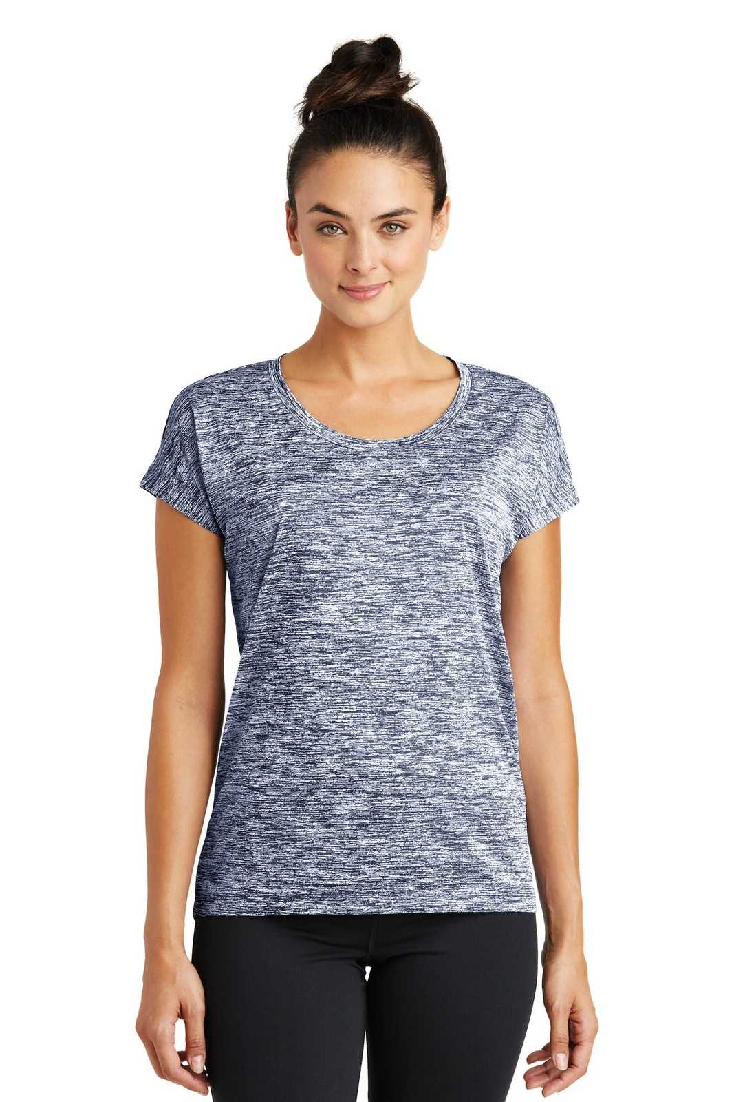 Sport-Tek LST390 Ladies PosiCharge Electric Heather Sporty Tee - True Navy Electric - HIT a Double - 1