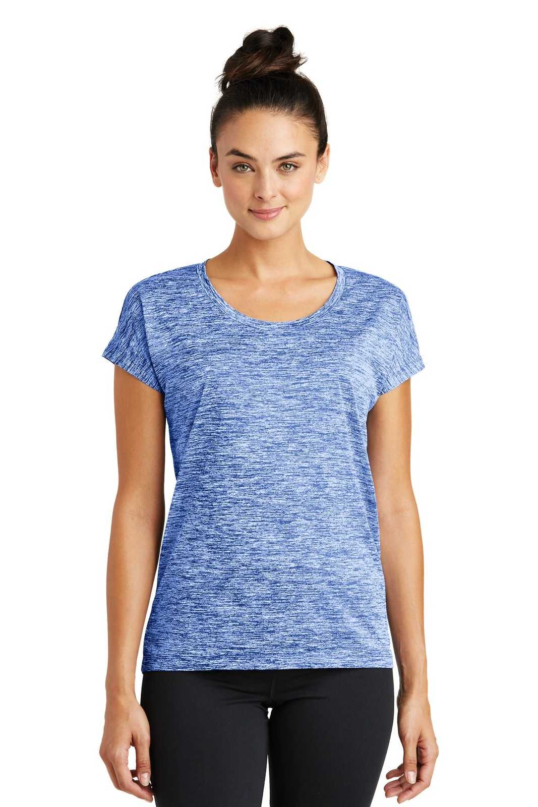 Sport-Tek LST390 Ladies PosiCharge Electric Heather Sporty Tee - True Royal Electric - HIT a Double - 1