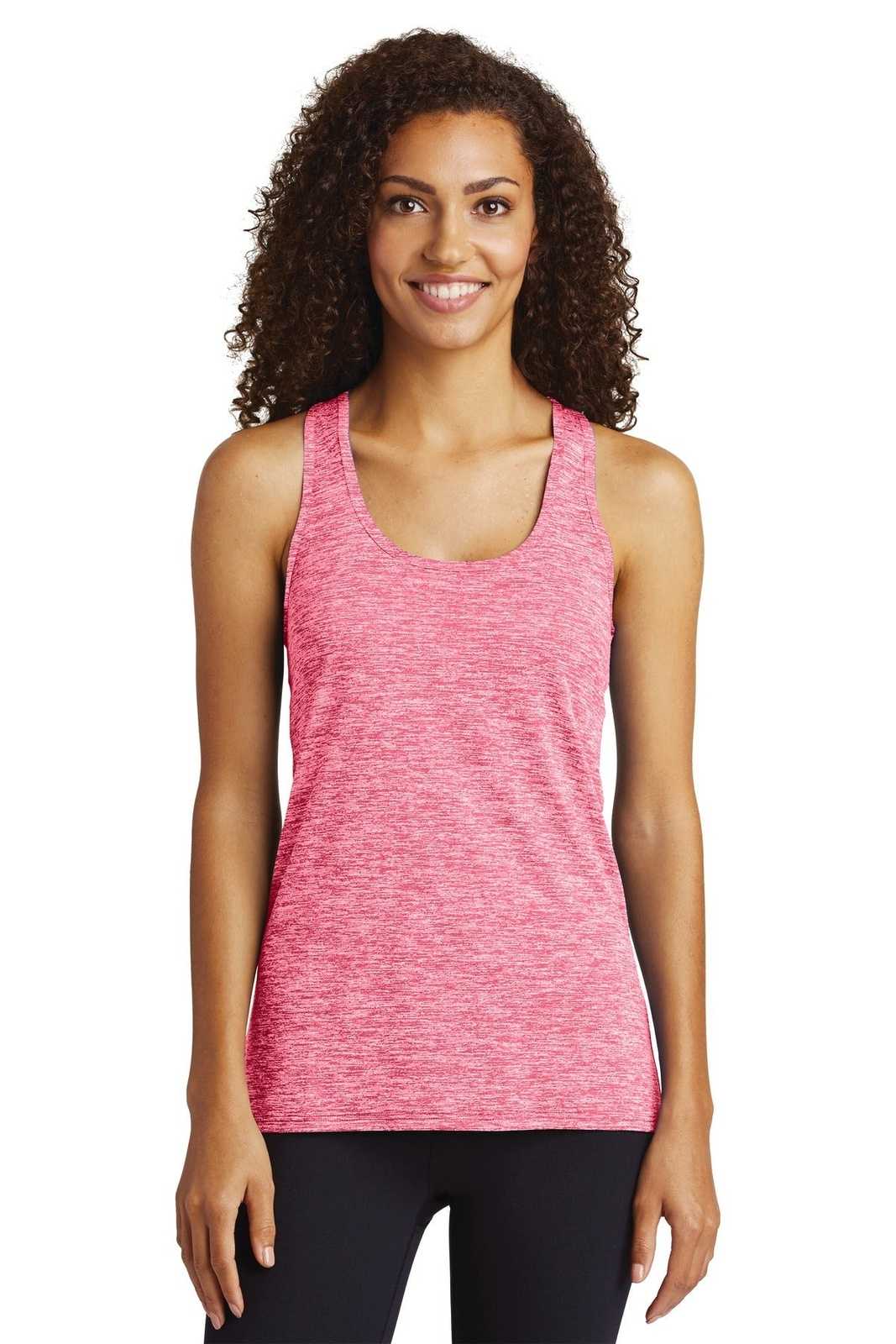 Sport-Tek LST396 Ladies PosiCharge Electric Heather Racerback Tank - Power Pink Electric - HIT a Double - 1