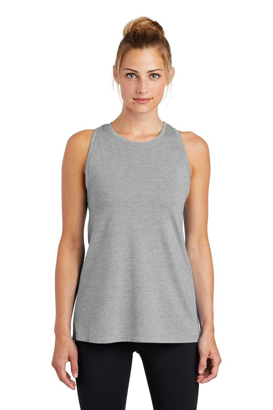 Sport-Tek LST402 Ladies PosiCharge Tri-Blend Wicking Tank - Light Gray Heather - HIT a Double - 1