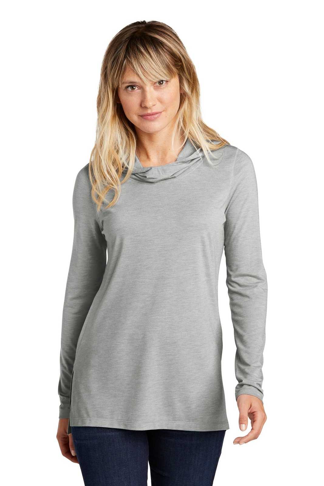 Sport-Tek LST406 Ladies PosiCharge Tri-Blend Wicking Long Sleeve Hoodie LST406Light Gray Heather - HIT a Double - 1