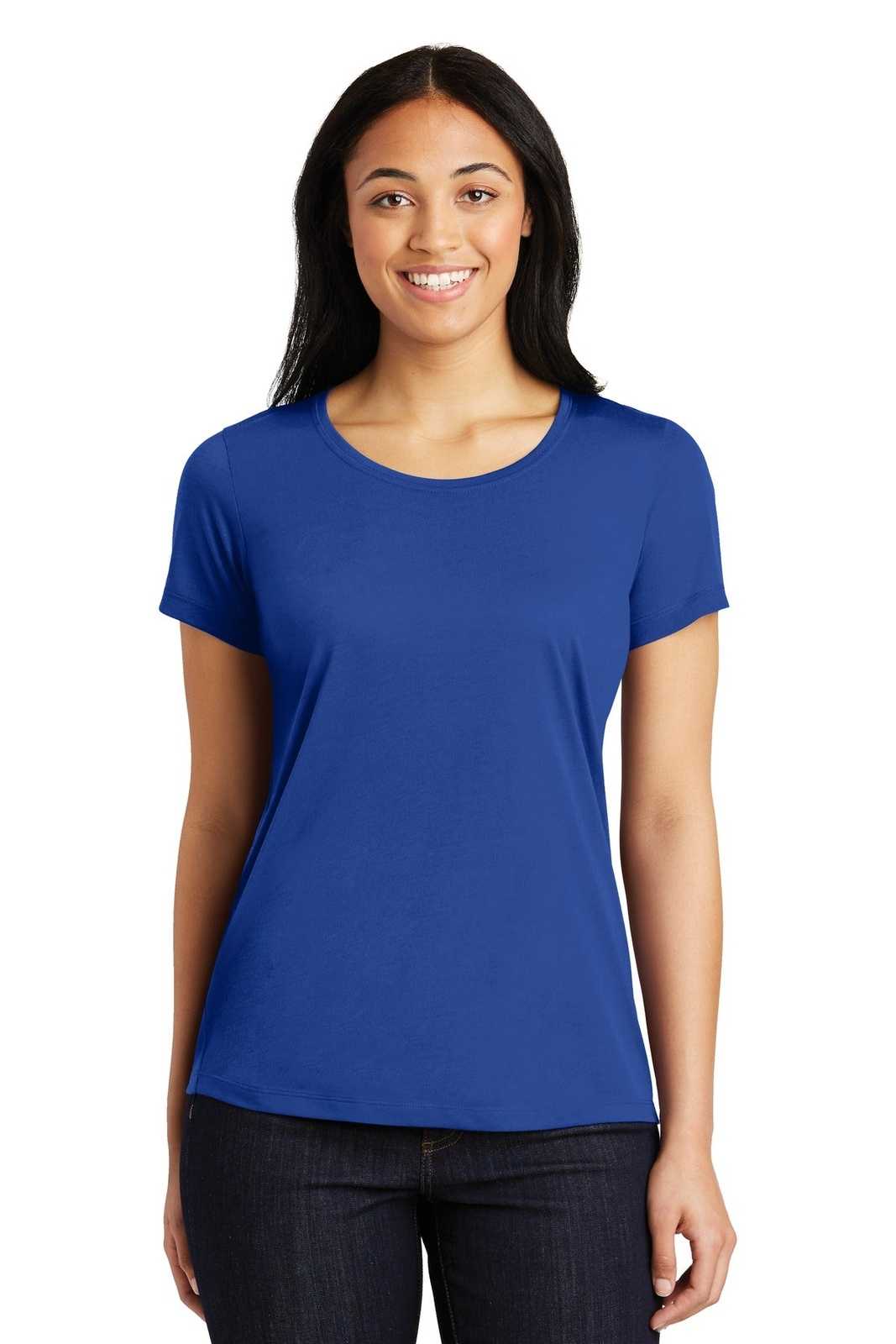 Sport-Tek LST450 Ladies PosiCharge Competitor Cotton Touch Scoop Neck Tee - True Royal - HIT a Double - 1