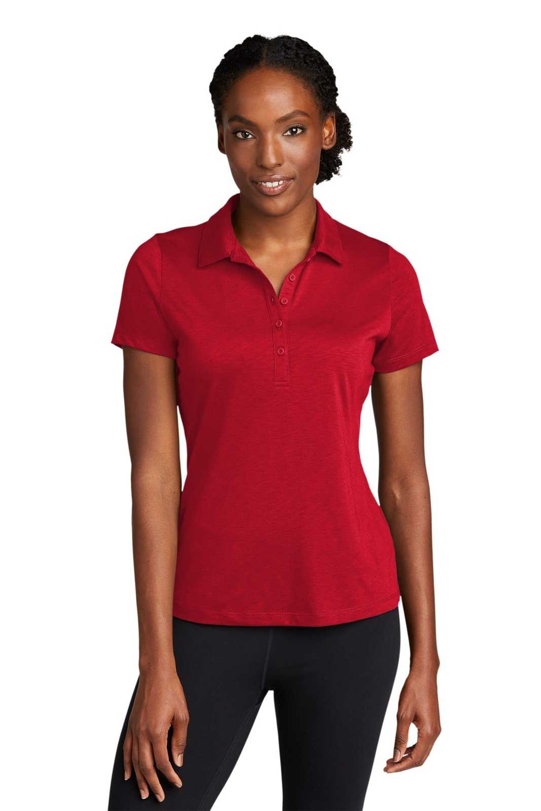 Sport-Tek LST530 Ladies PosiCharge Strive Polo - Deep Red - HIT a Double - 1