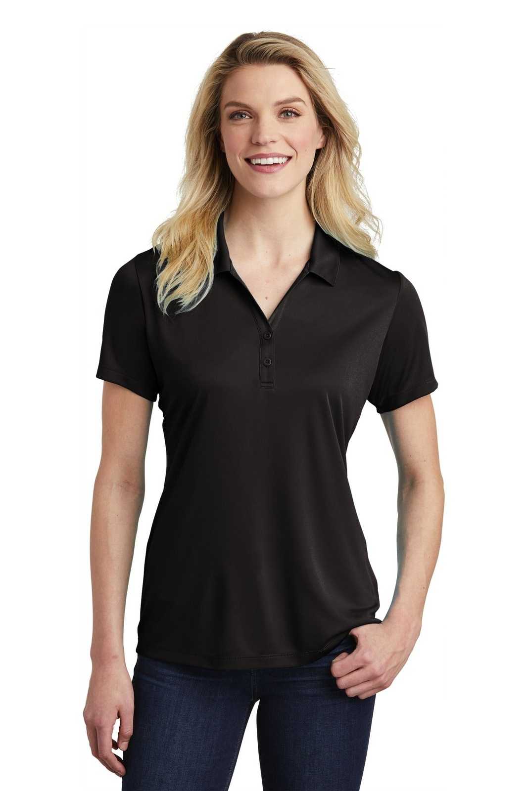 Sport-Tek LST550 Ladies PosiCharge Competitor Polo - Black - HIT a Double - 1