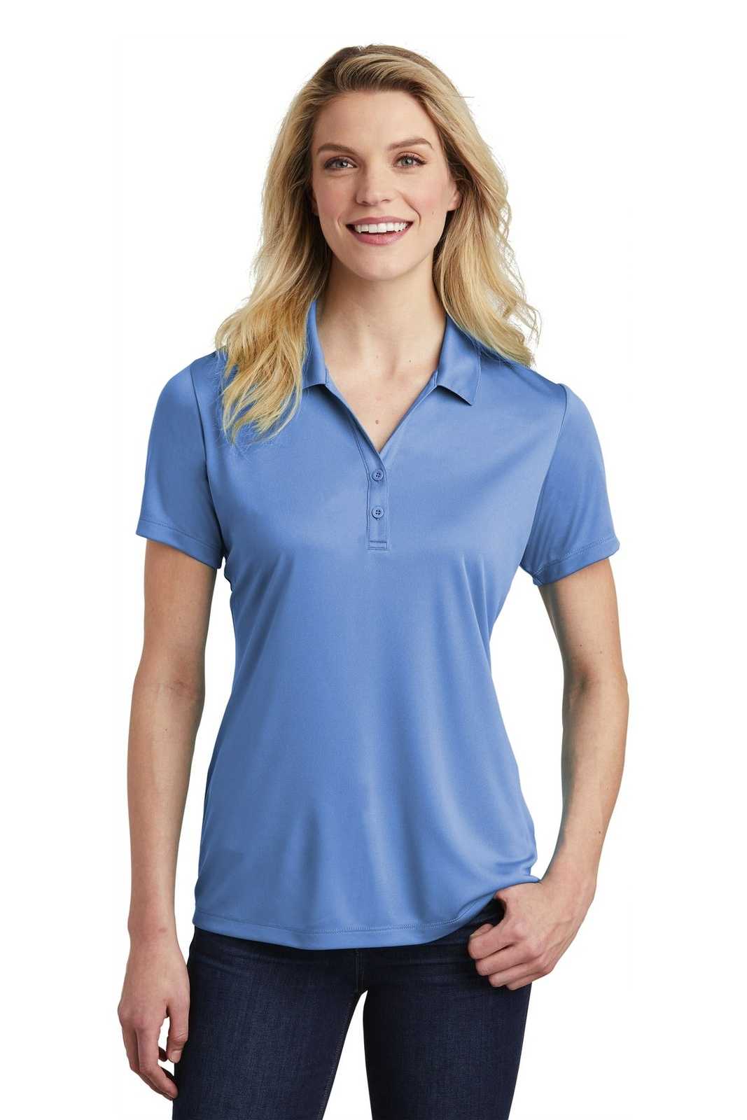 Sport-Tek LST550 Ladies PosiCharge Competitor Polo - Carolina Blue - HIT a Double - 1