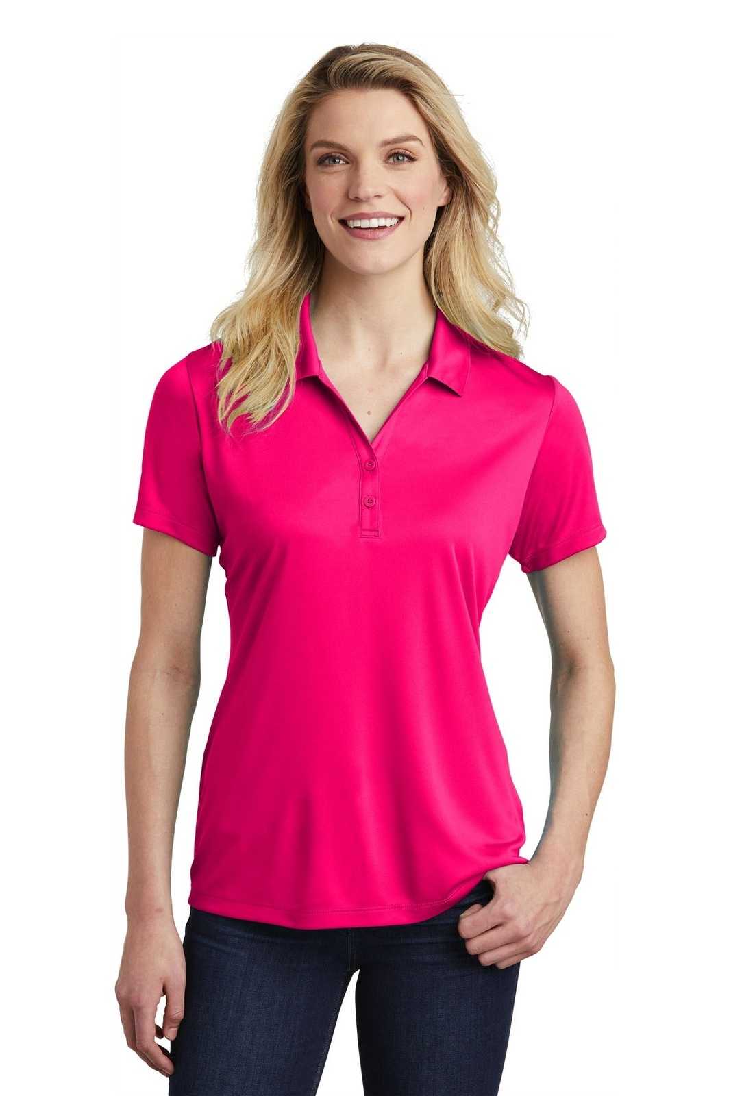 Sport-Tek LST550 Ladies PosiCharge Competitor Polo - Pink Raspberry - HIT a Double - 1
