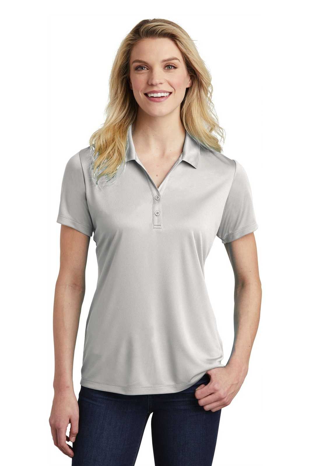 Sport-Tek LST550 Ladies PosiCharge Competitor Polo - Silver - HIT a Double - 1