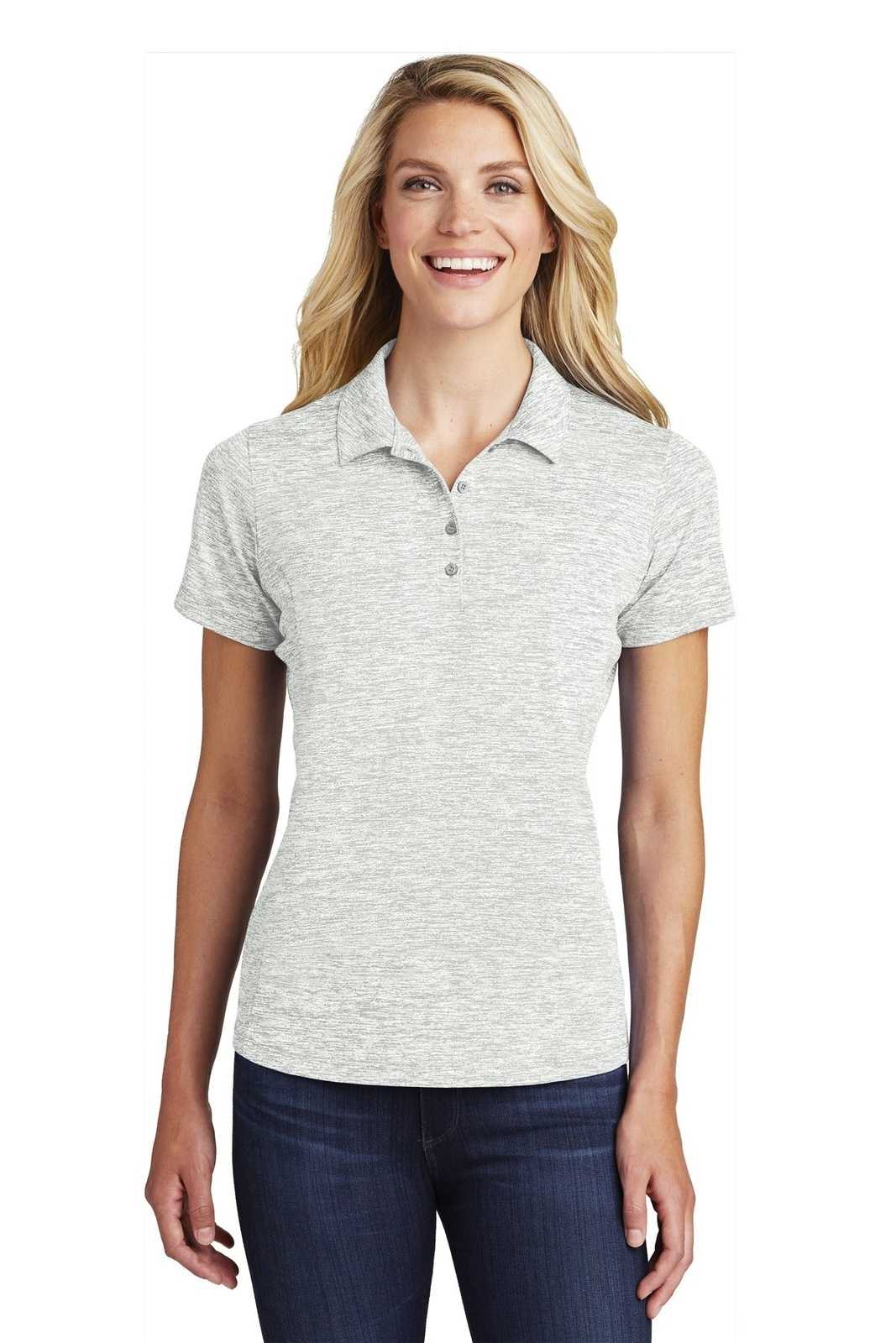 Sport-Tek LST590 Ladies PosiCharge Electric Heather Polo - Silver Electric - HIT a Double - 1