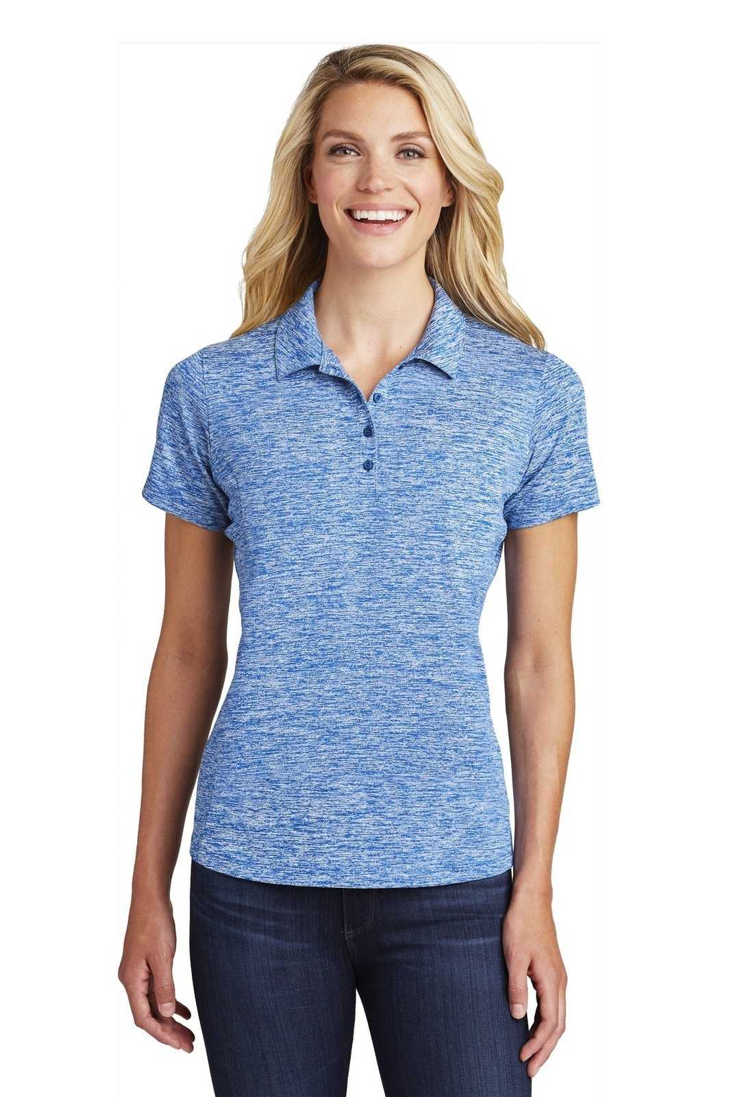 Sport-Tek LST590 Ladies PosiCharge Electric Heather Polo - True Royal Electric - HIT a Double - 1
