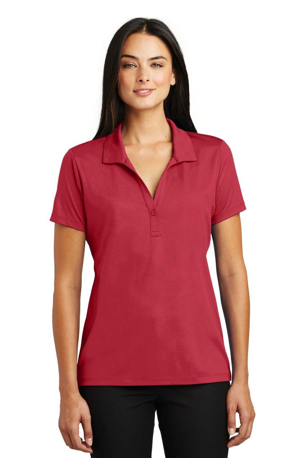 Sport-Tek LST630 Ladies Embossed PosiCharge Tough Polo - Deep Red - HIT a Double - 1
