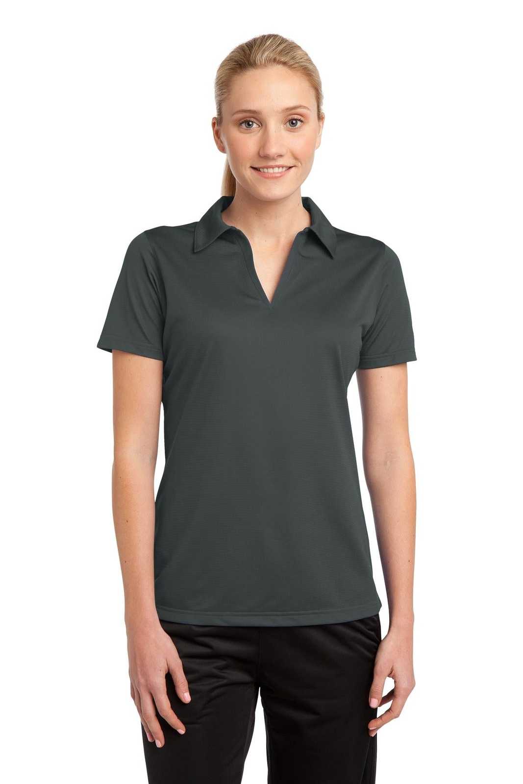 Sport-Tek LST690 Ladies PosiCharge Active Textured Polo - Iron Gray - HIT a Double - 1