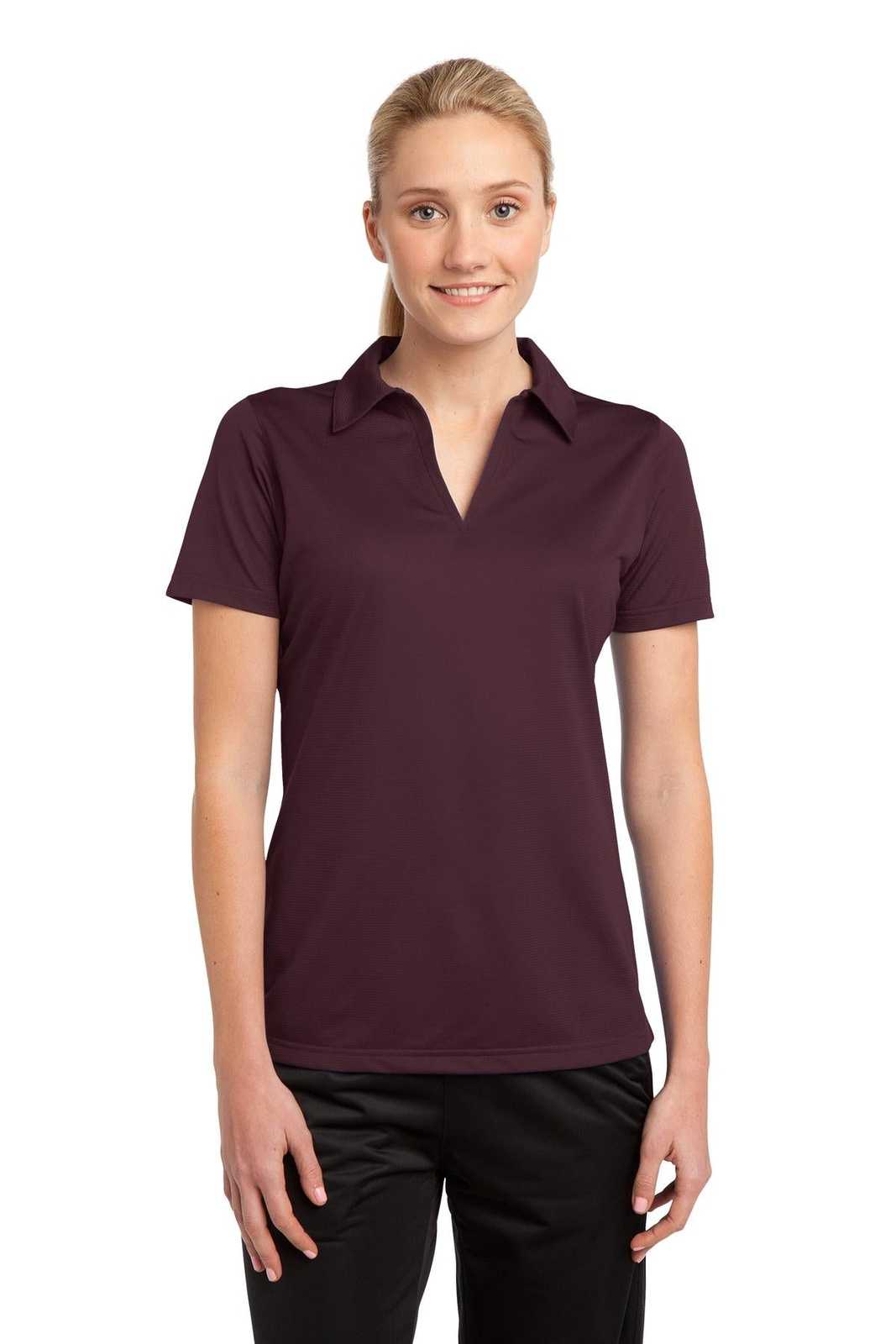 Sport-Tek LST690 Ladies PosiCharge Active Textured Polo - Maroon - HIT a Double - 1