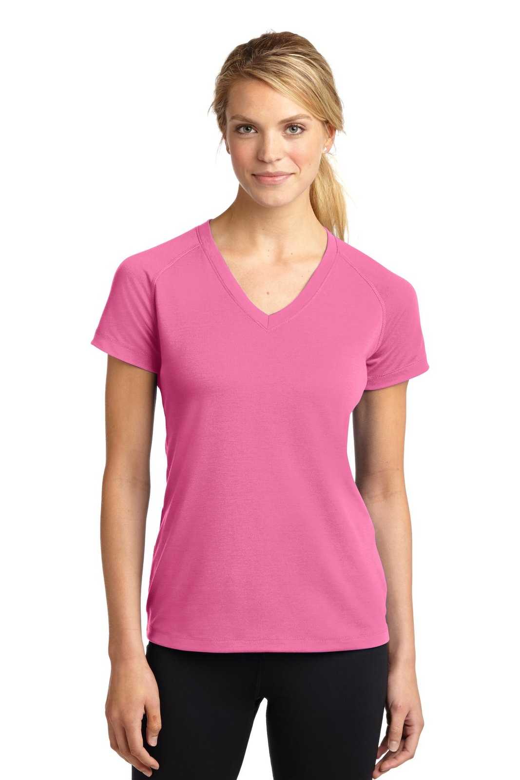 Sport-Tek LST700 Ladies Ultimate Performance V-Neck - Bright Pink - HIT a Double - 1
