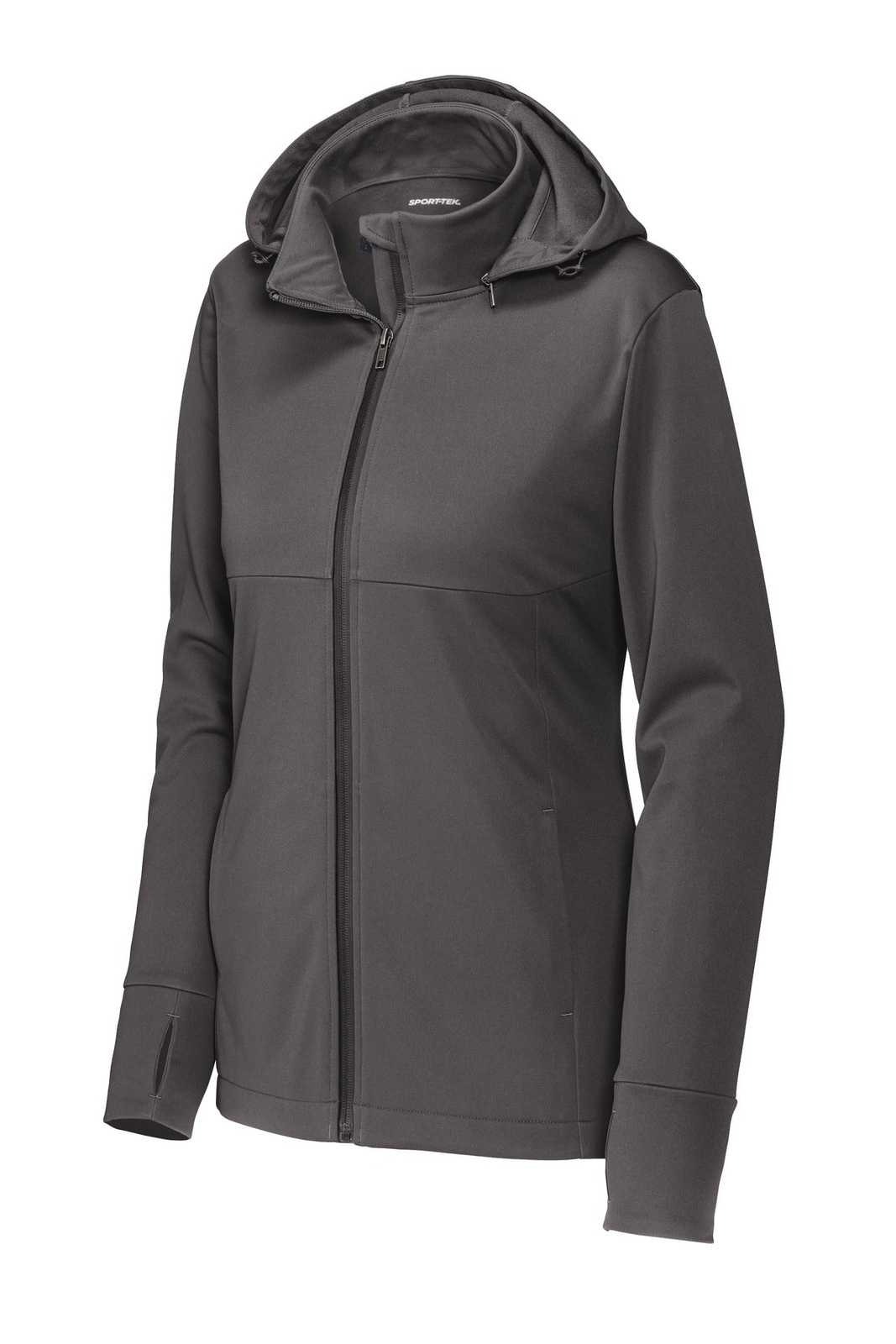Sport-Tek LST980 Ladies Hooded Soft Shell Jacket - Graphite - HIT a Double - 1