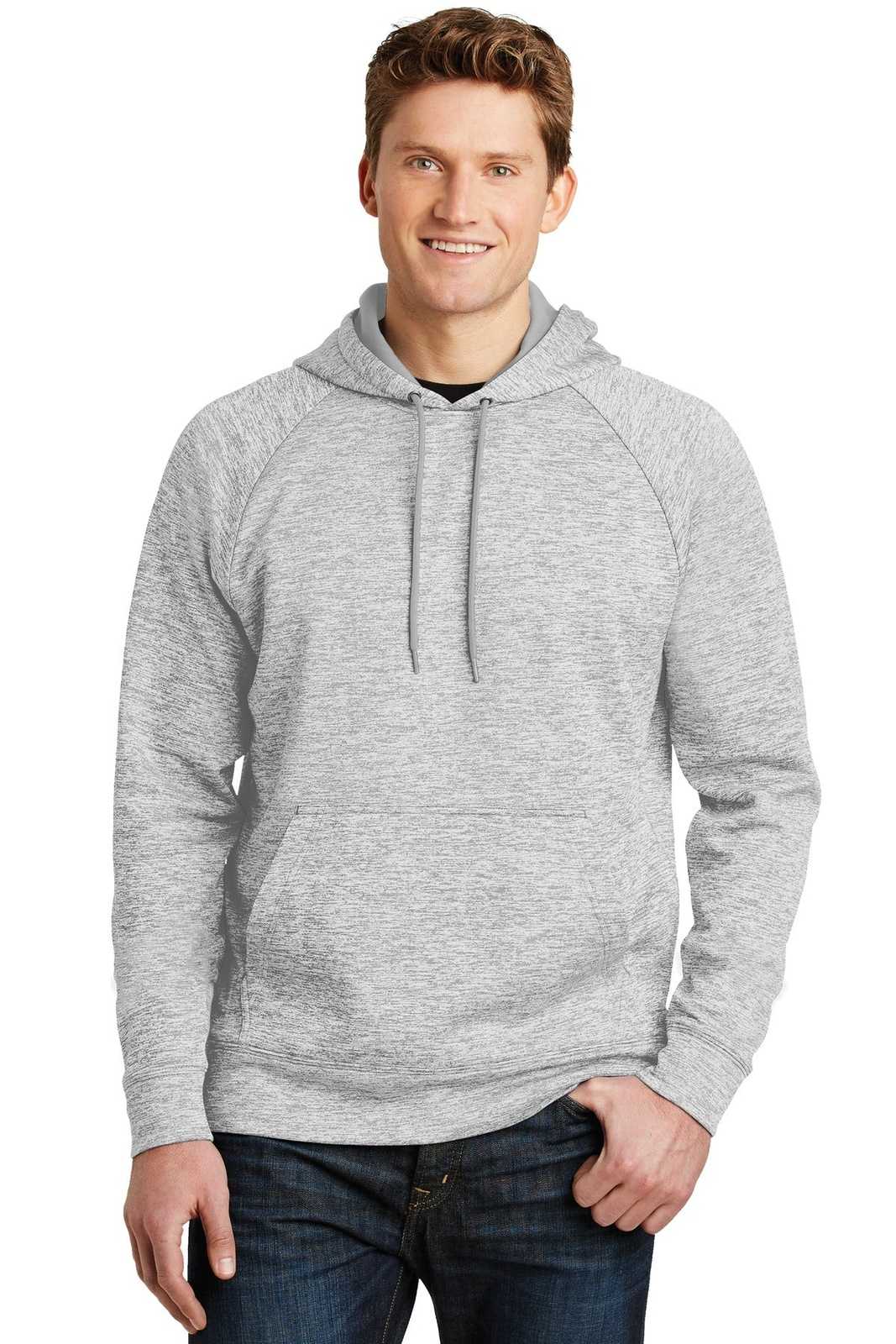 Sport-Tek ST225 PosiCharge Electric Heather Fleece Hooded Pullover - Silver Electric - HIT a Double - 1
