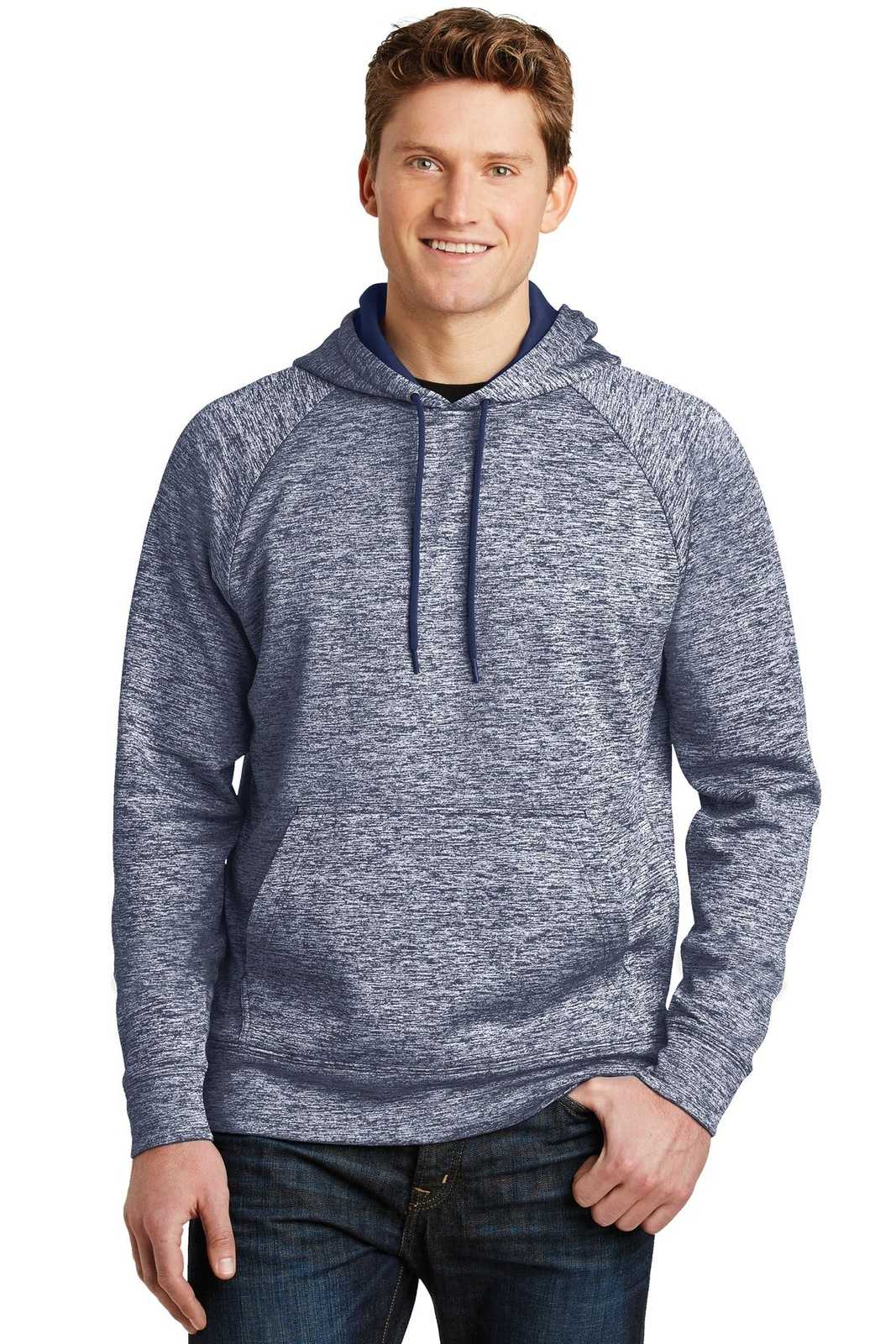 Sport-Tek ST225 PosiCharge Electric Heather Fleece Hooded Pullover - True Navy Electric - HIT a Double - 1