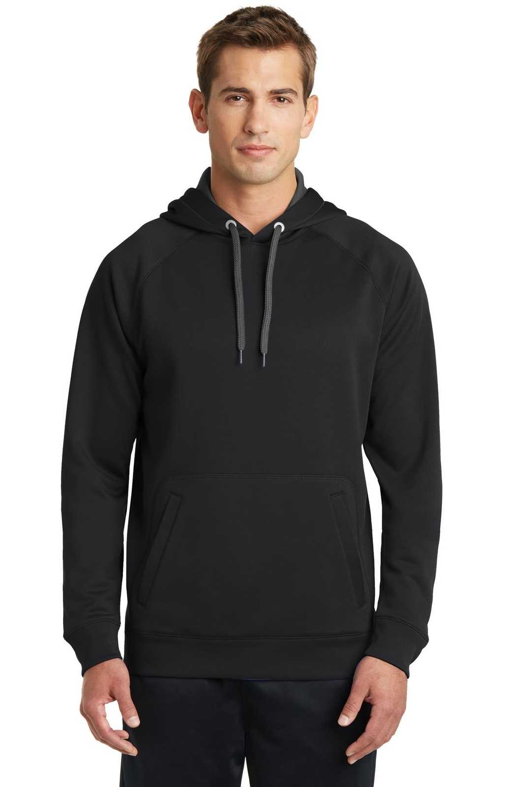 Sport-Tek ST250 Tech Fleece Hooded Sweatshirt - Black - HIT a Double - 1
