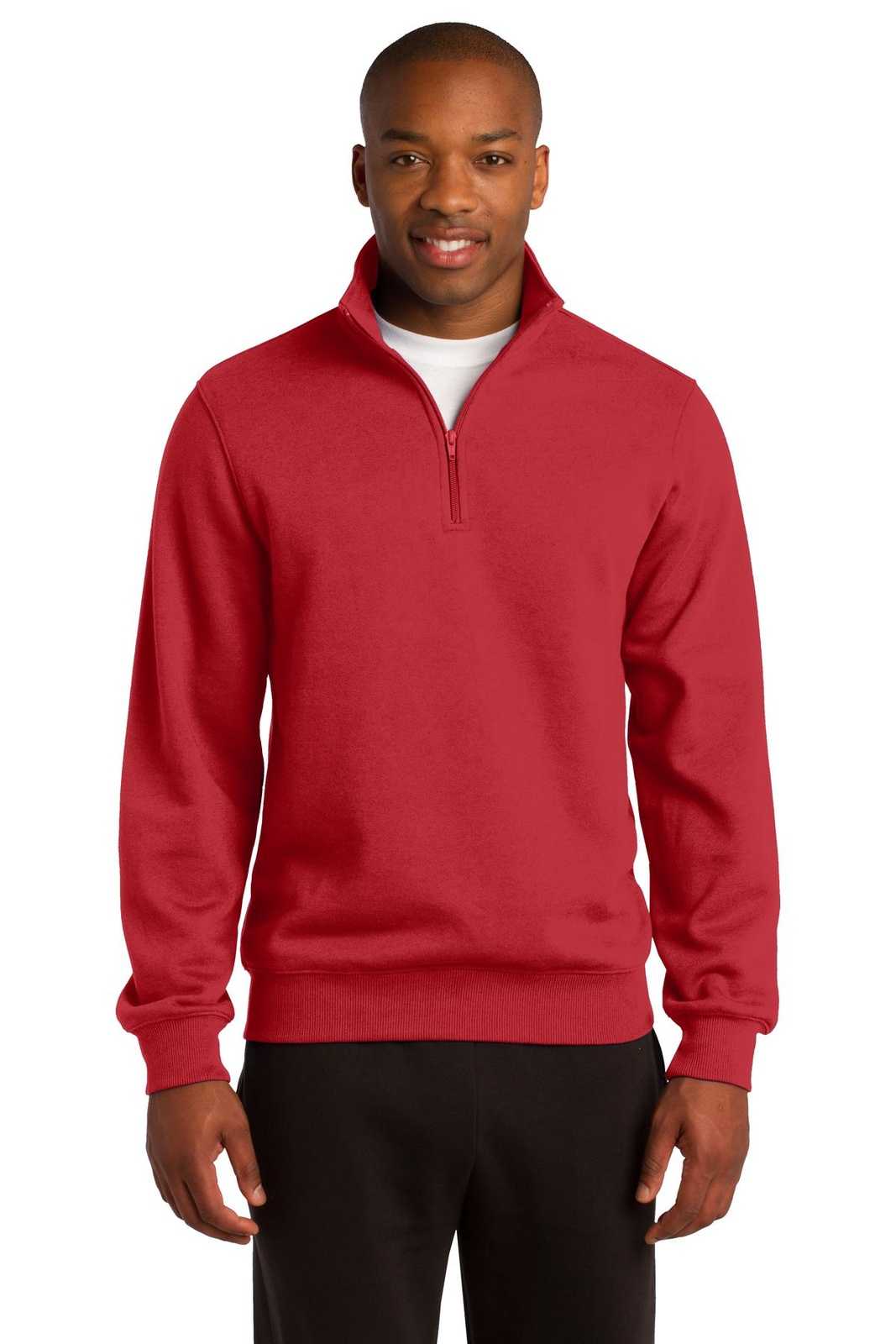 Sport-Tek ST253 1/4-Zip Sweatshirt - True Red - HIT a Double - 1