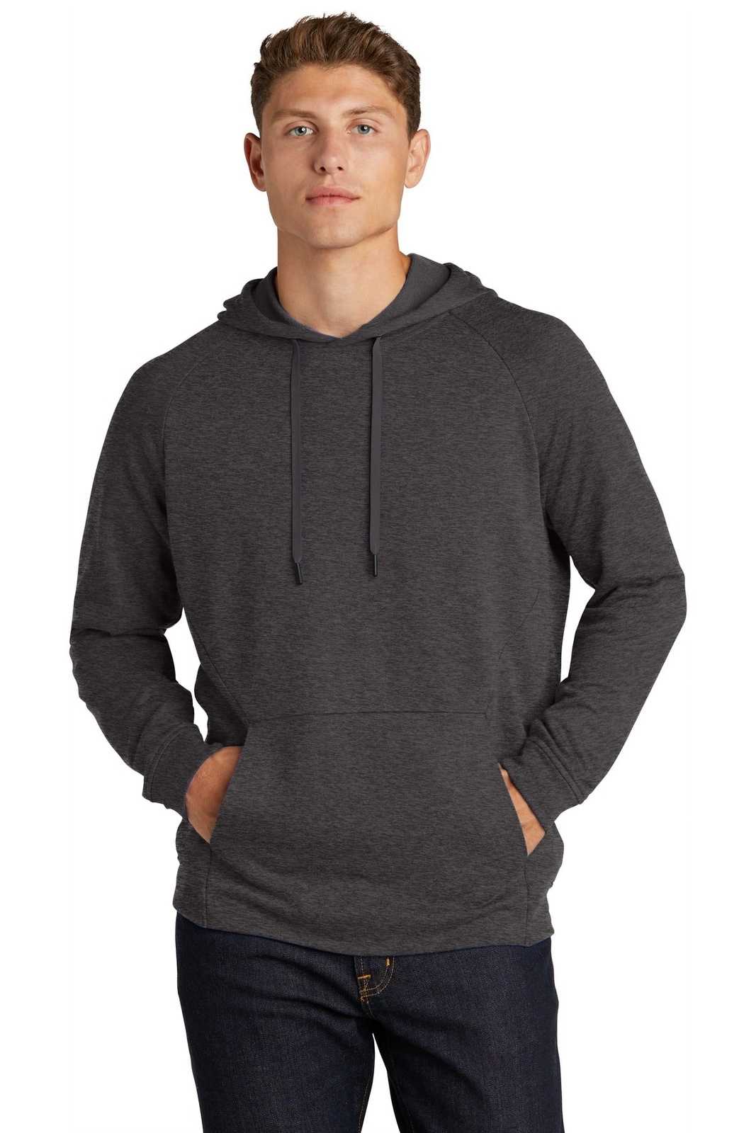 Sport-Tek ST272 Lightweight French Terry Pullover Hoodie - Heather Black - HIT a Double - 1