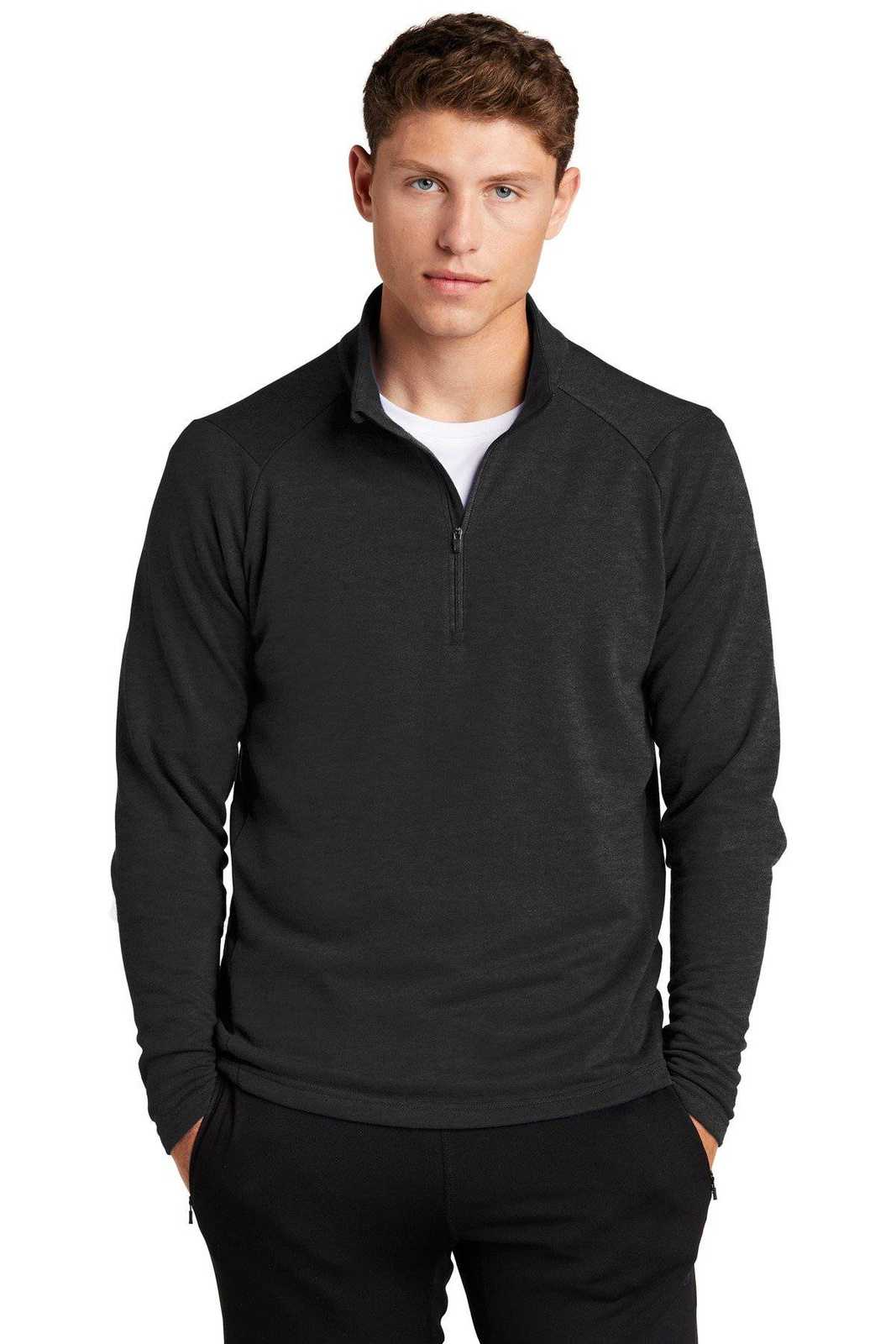 Sport-Tek ST273 Lightweight French Terry 1/4 Zip Pullover - Heather Black - HIT a Double - 1