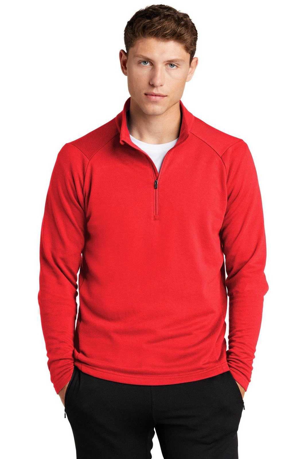 Sport-Tek ST273 Lightweight French Terry 1/4 Zip Pullover - True Red - HIT a Double - 1