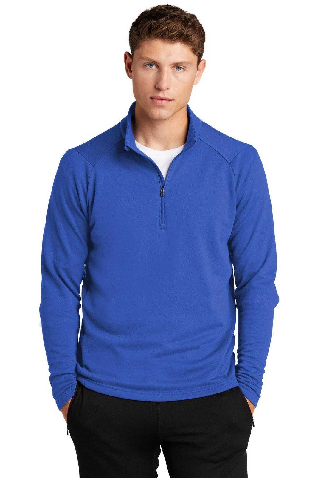 Sport-Tek ST273 Lightweight French Terry 1/4 Zip Pullover - True Royal - HIT a Double - 1