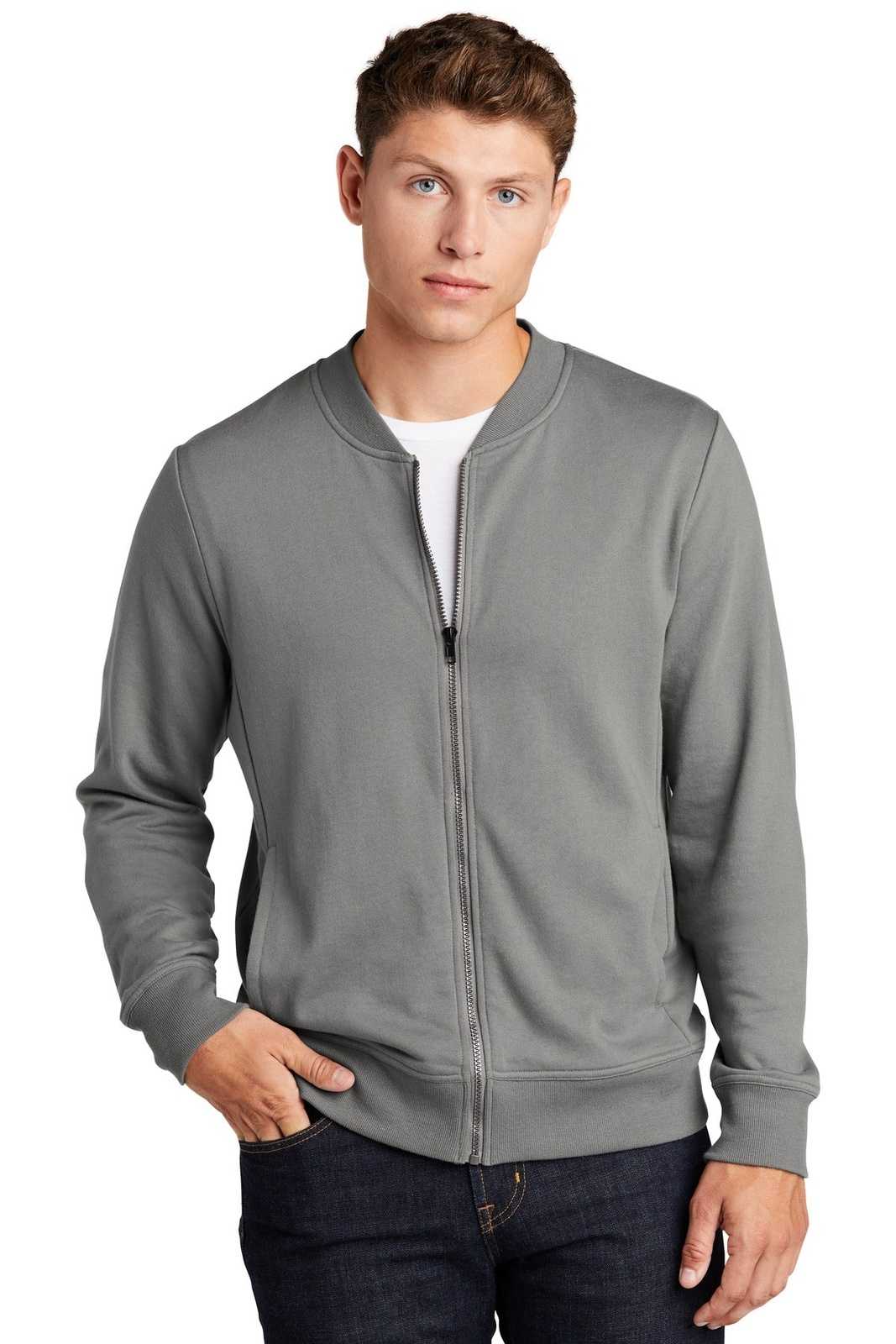 Sport-Tek ST274 Lightweight French Terry Bomber - Gray Concrete - HIT a Double - 1