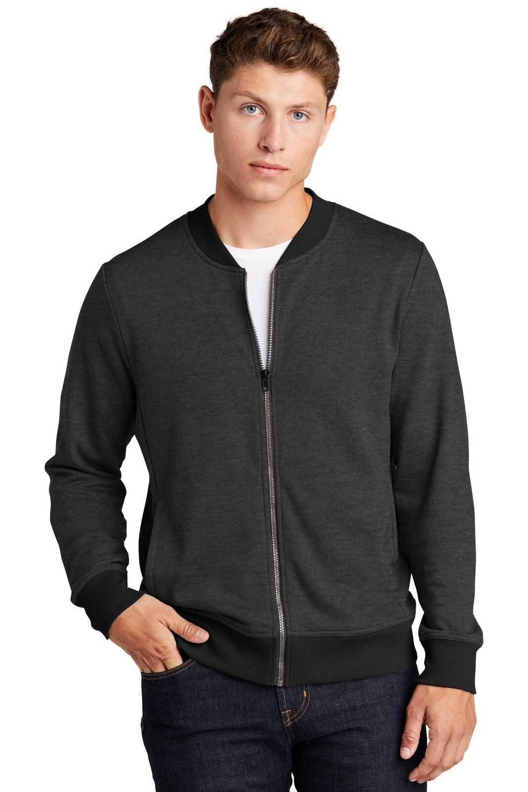 Sport-Tek ST274 Lightweight French Terry Bomber - Heather Black - HIT a Double - 1