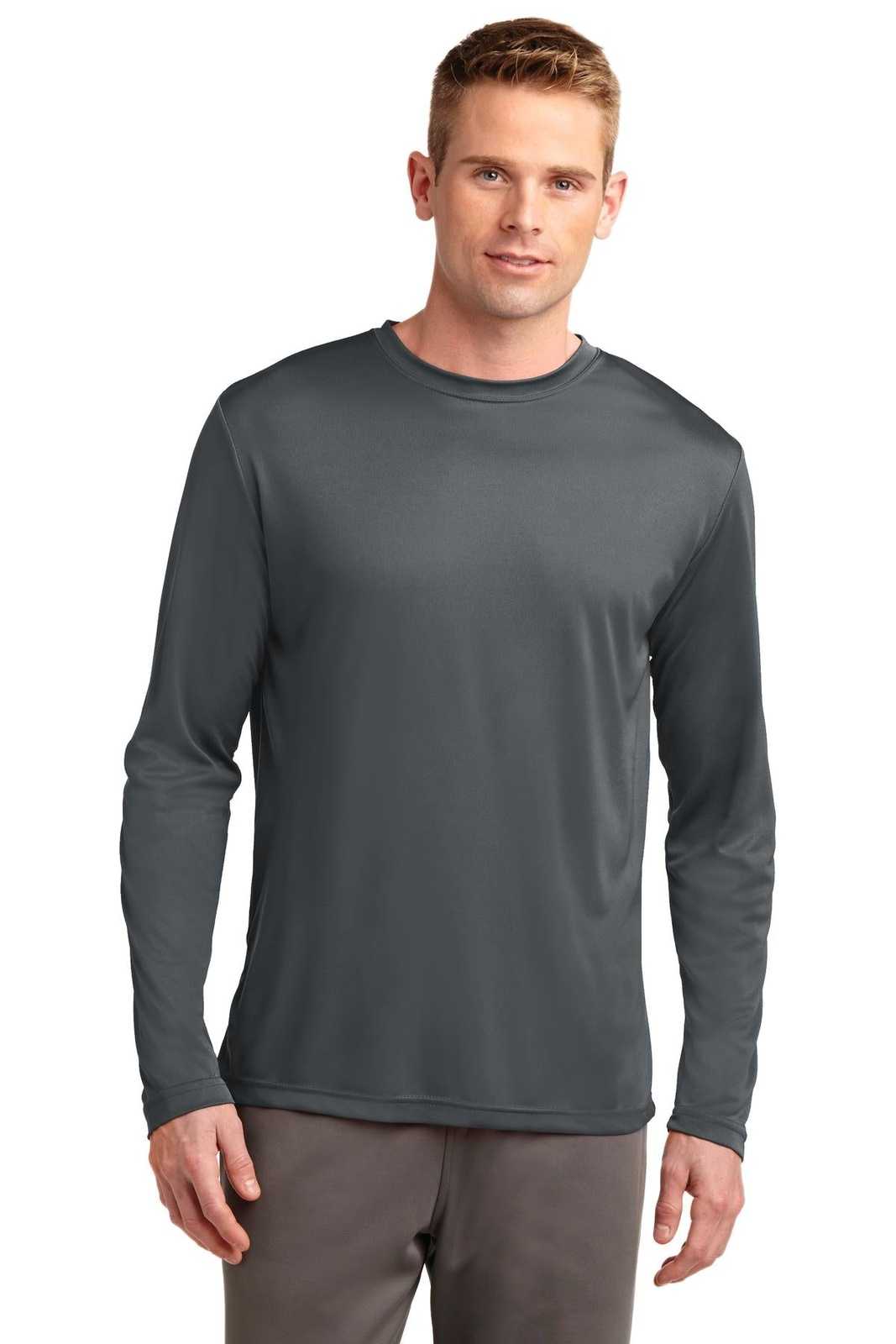 Sport-Tek ST350LS Long Sleeve PosiCharge Competitor Tee - Iron Gray - HIT a Double - 1