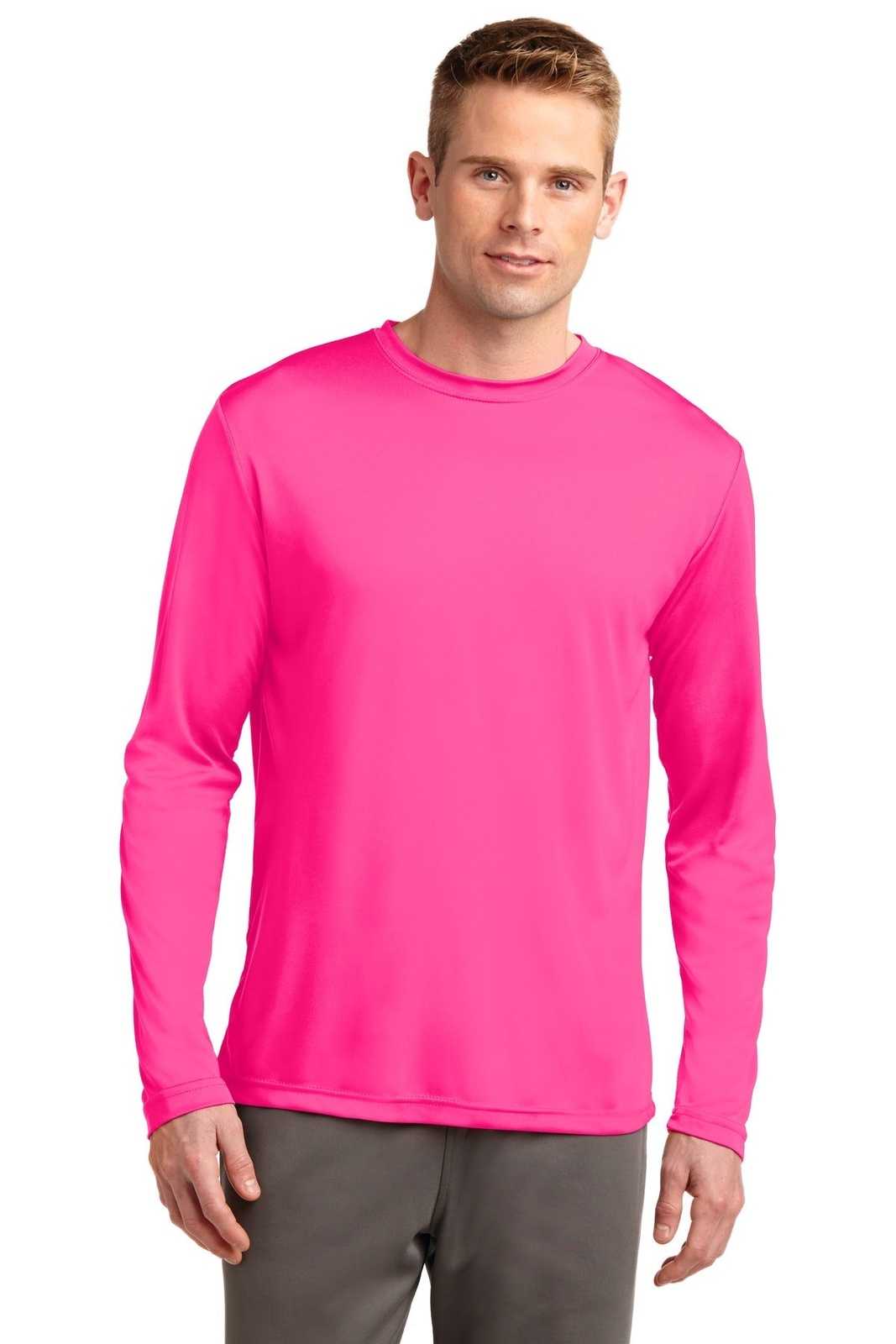 Sport-Tek ST350LS Long Sleeve PosiCharge Competitor Tee - Neon Pink - HIT a Double - 1