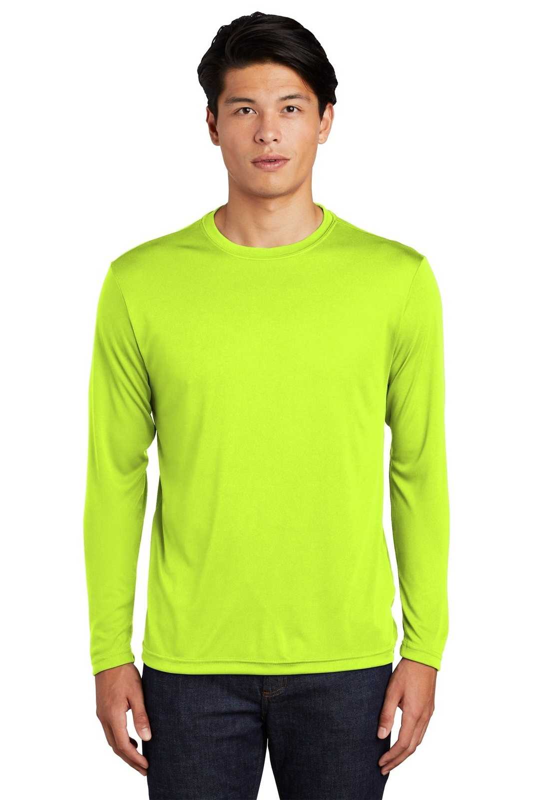 Sport-Tek ST350LS Long Sleeve PosiCharge Competitor Tee - Neon Yellow - HIT a Double - 1