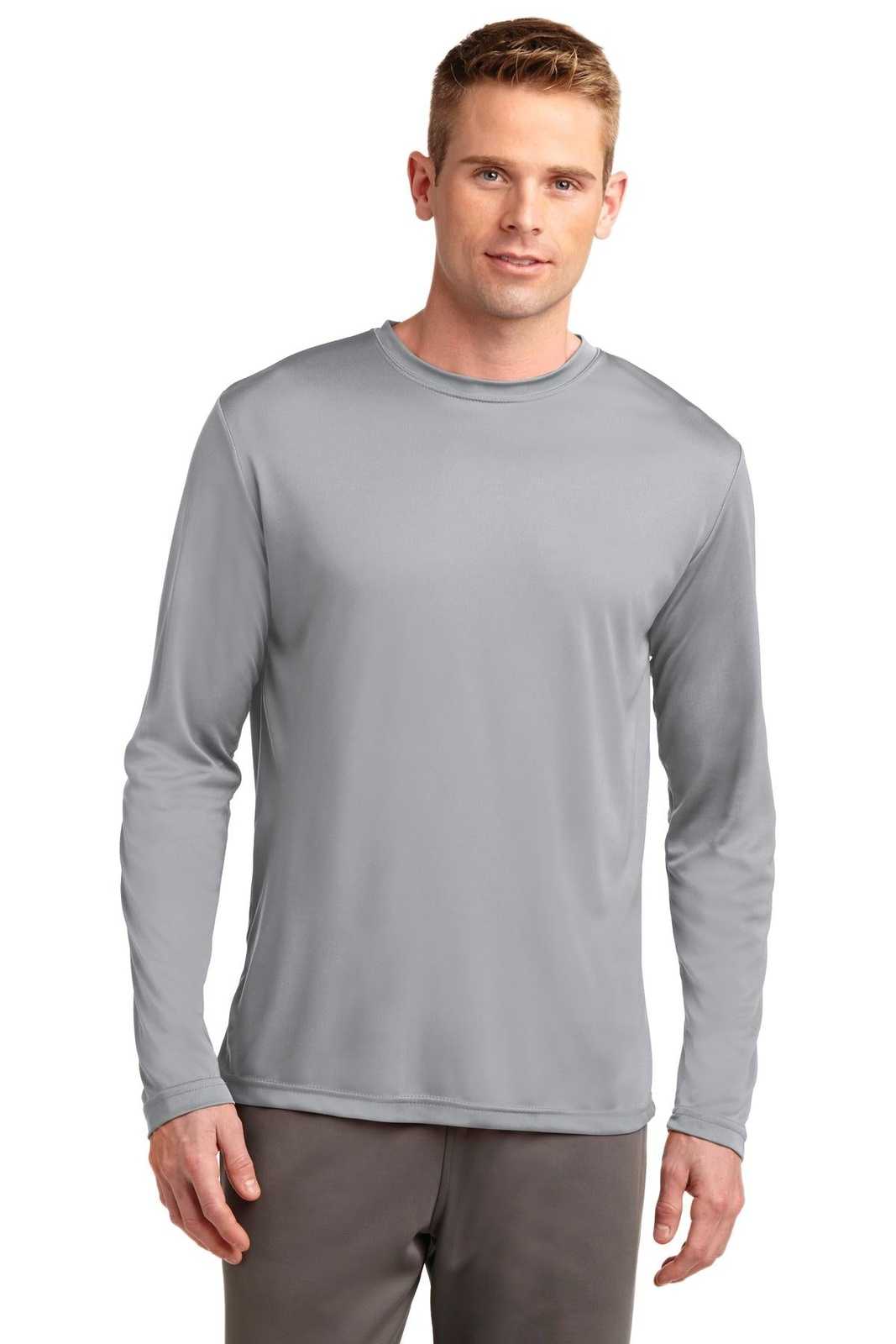 Sport-Tek ST350LS Long Sleeve PosiCharge Competitor Tee - Silver - HIT a Double - 1