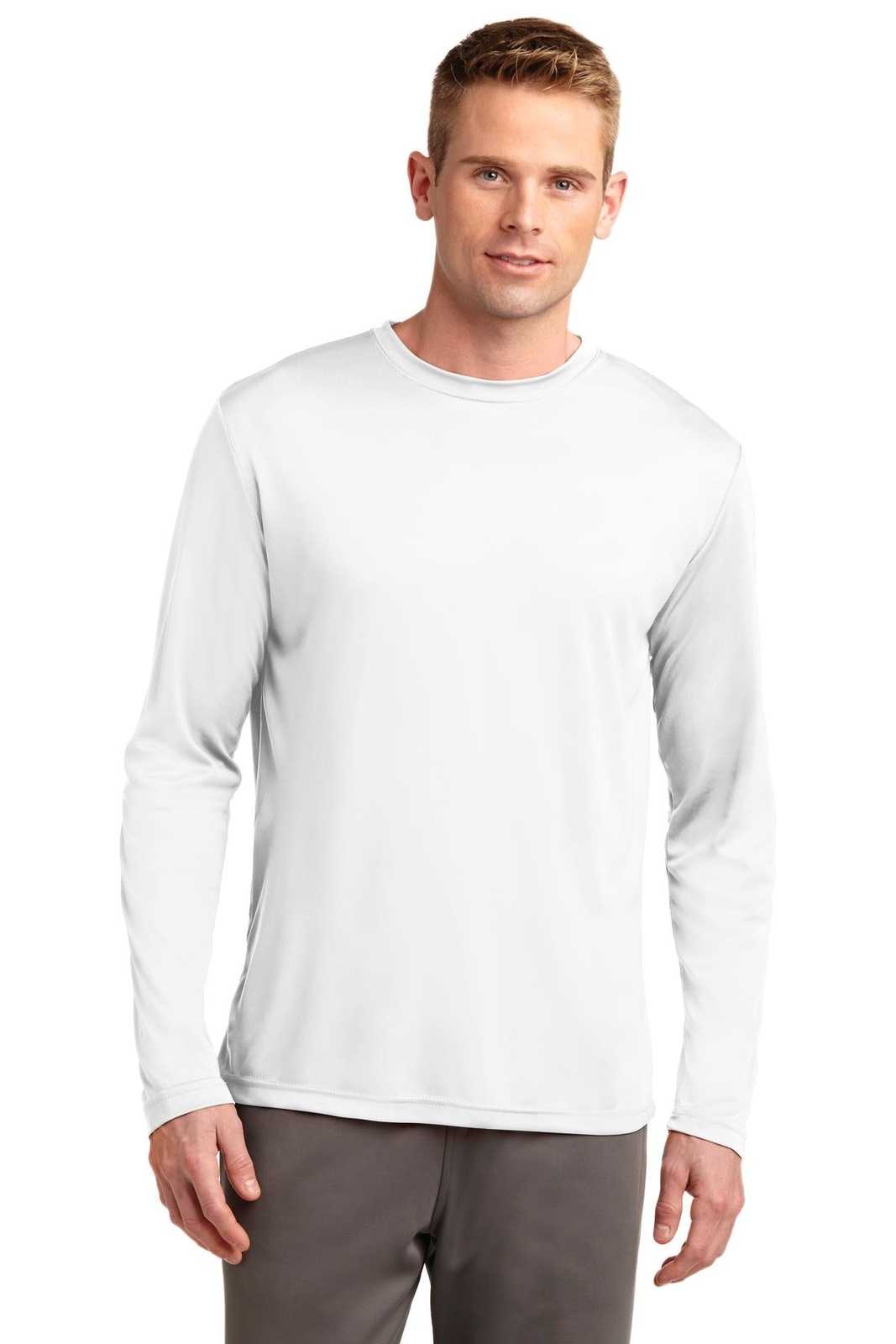 Sport-Tek ST350LS Long Sleeve PosiCharge Competitor Tee - White - HIT a Double - 1