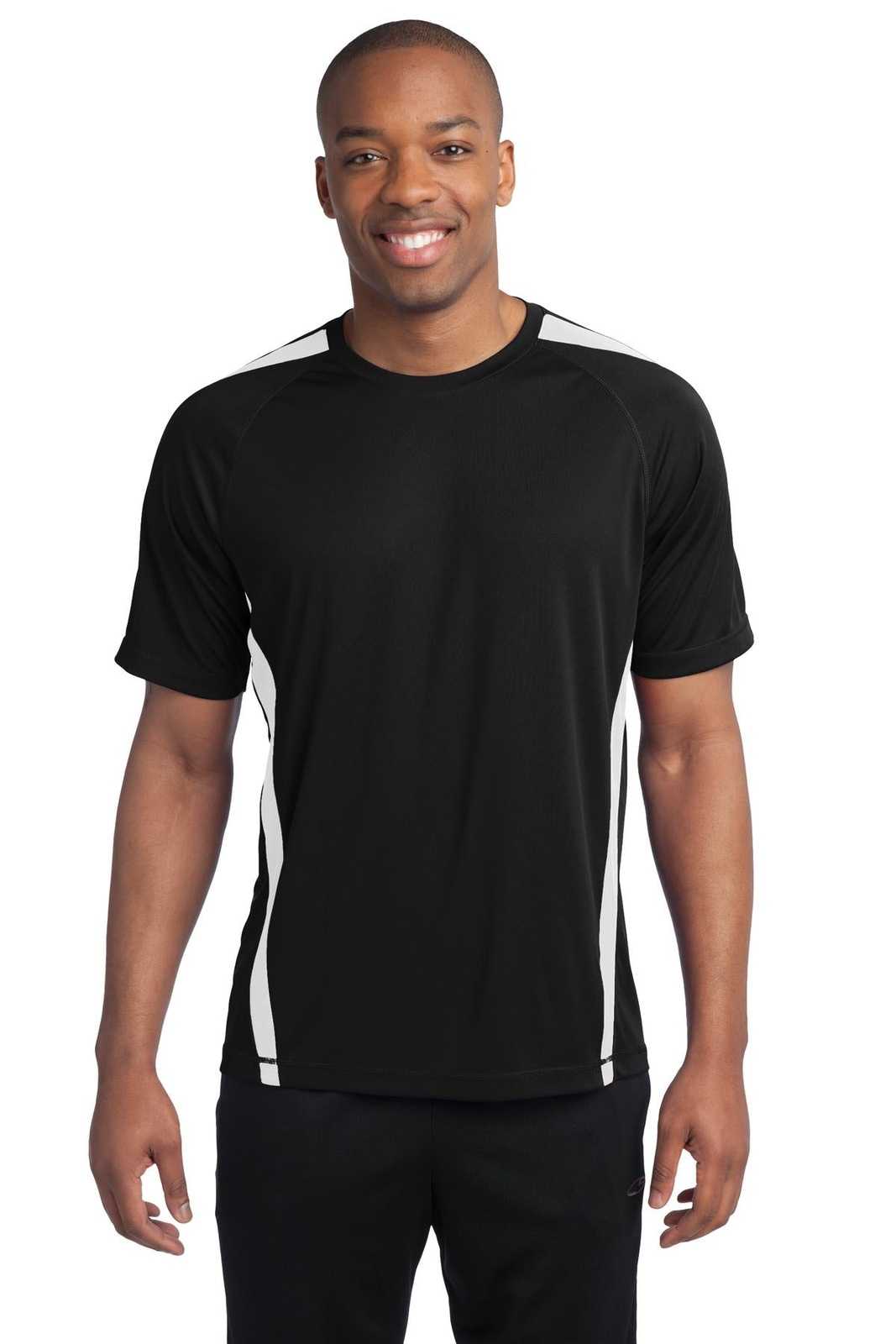 Sport-Tek ST351 Colorblock PosiCharge Competitor Tee - Black White - HIT a Double - 1