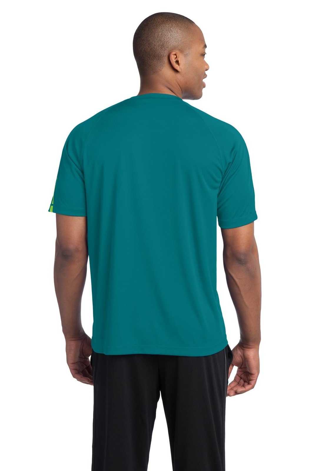Sport-Tek ST351 Colorblock PosiCharge Competitor Tee - Tropic Blue Lime Shock - HIT a Double - 2