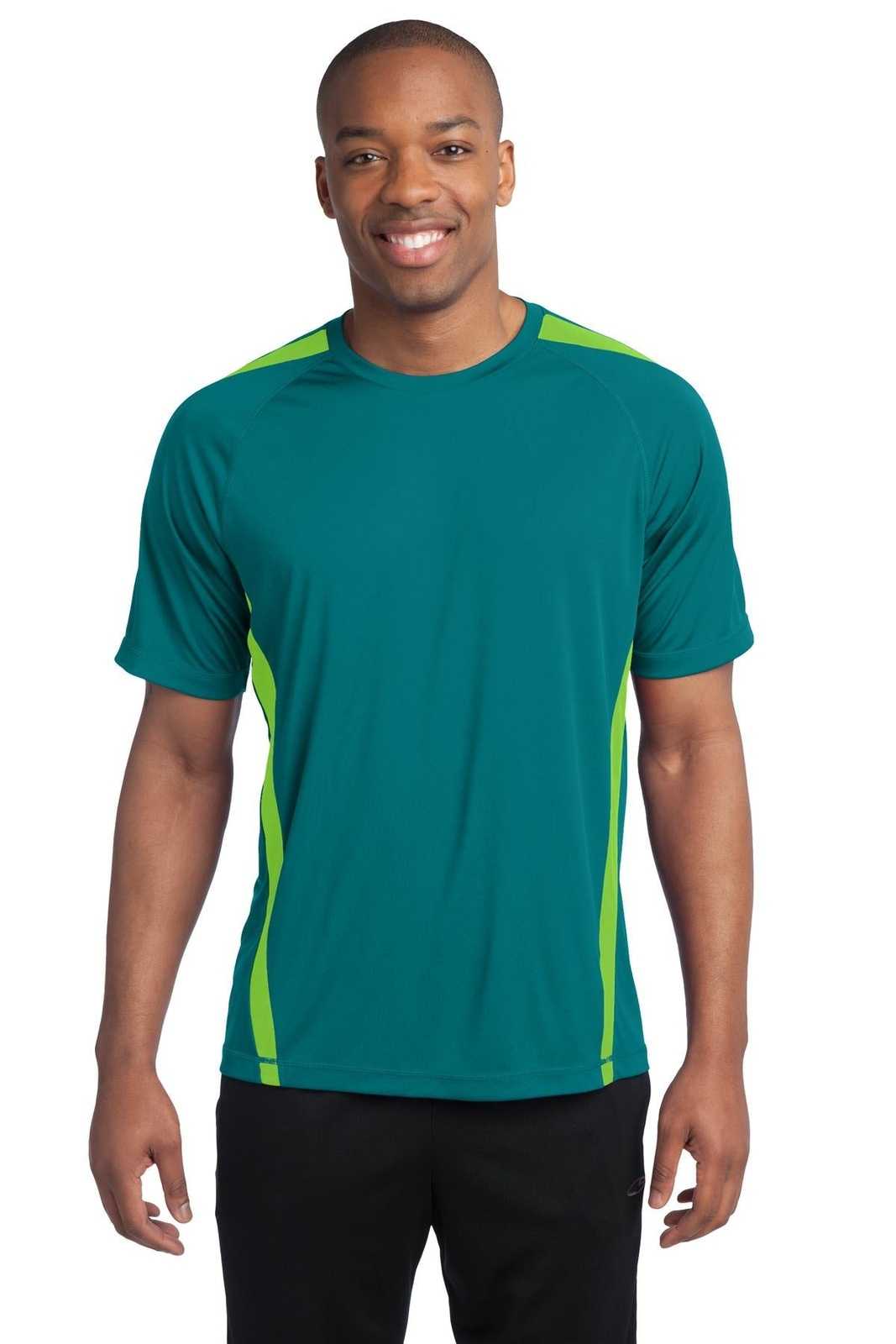 Sport-Tek ST351 Colorblock PosiCharge Competitor Tee - Tropic Blue Lime Shock - HIT a Double - 1