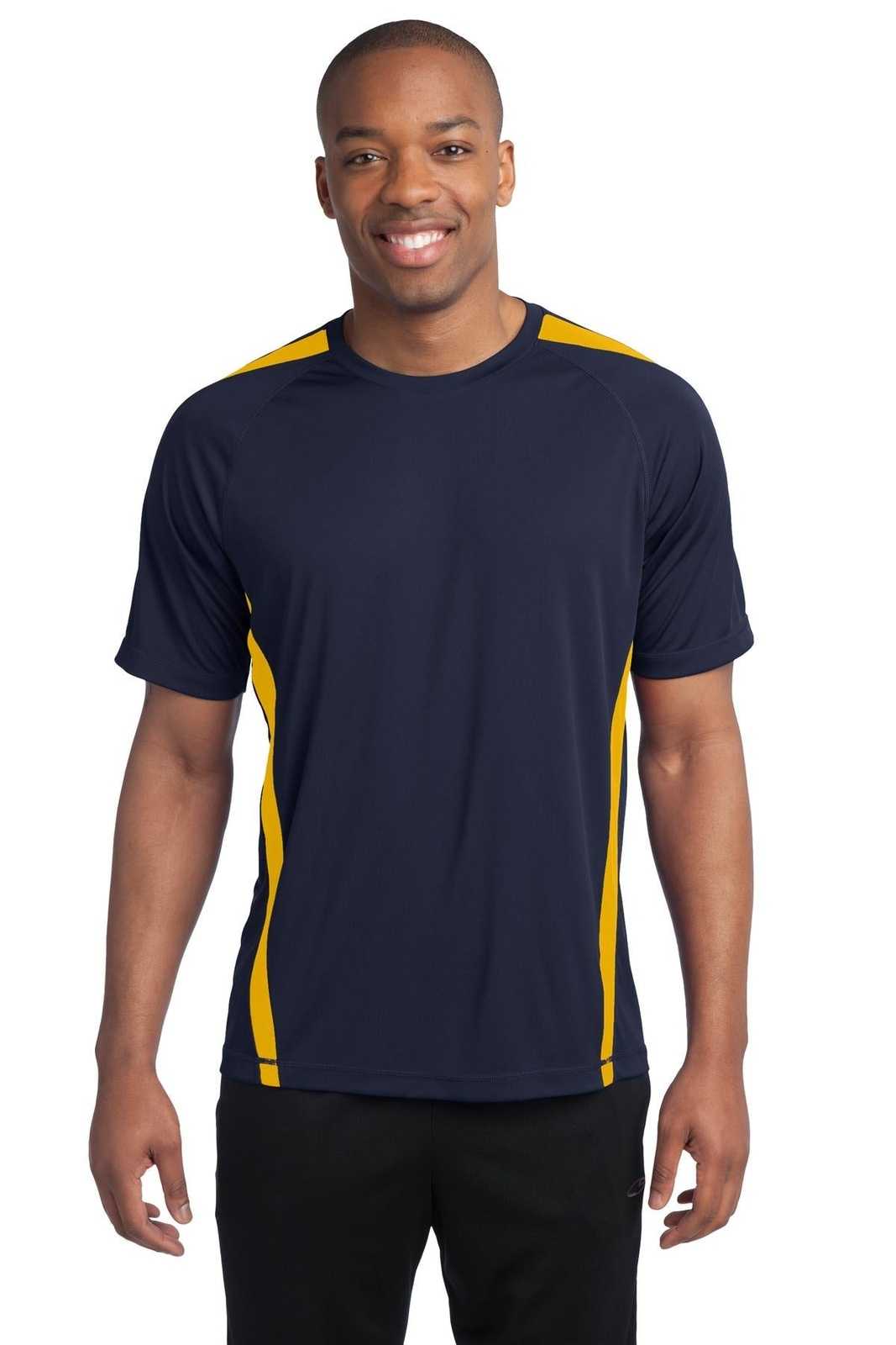 Sport-Tek ST351 Colorblock PosiCharge Competitor Tee - True Navy Gold - HIT a Double - 1