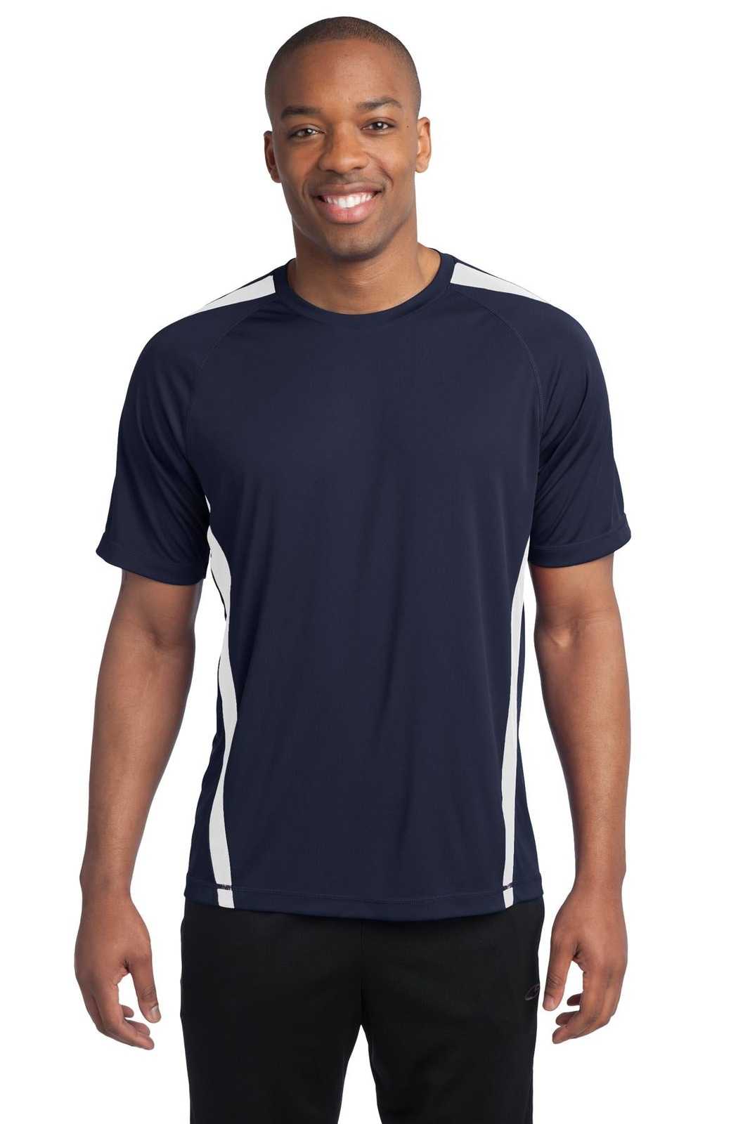 Sport-Tek ST351 Colorblock PosiCharge Competitor Tee - True Navy White - HIT a Double - 1