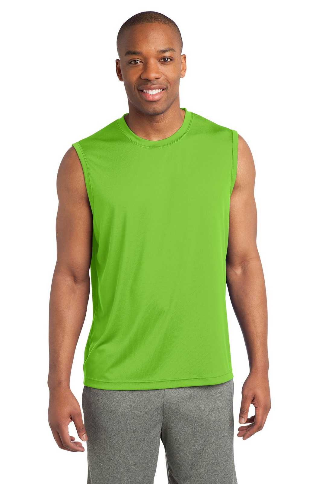 Sport-Tek ST352 Sleeveless PosiCharge Competitor Tee - Lime Shock - HIT a Double - 1