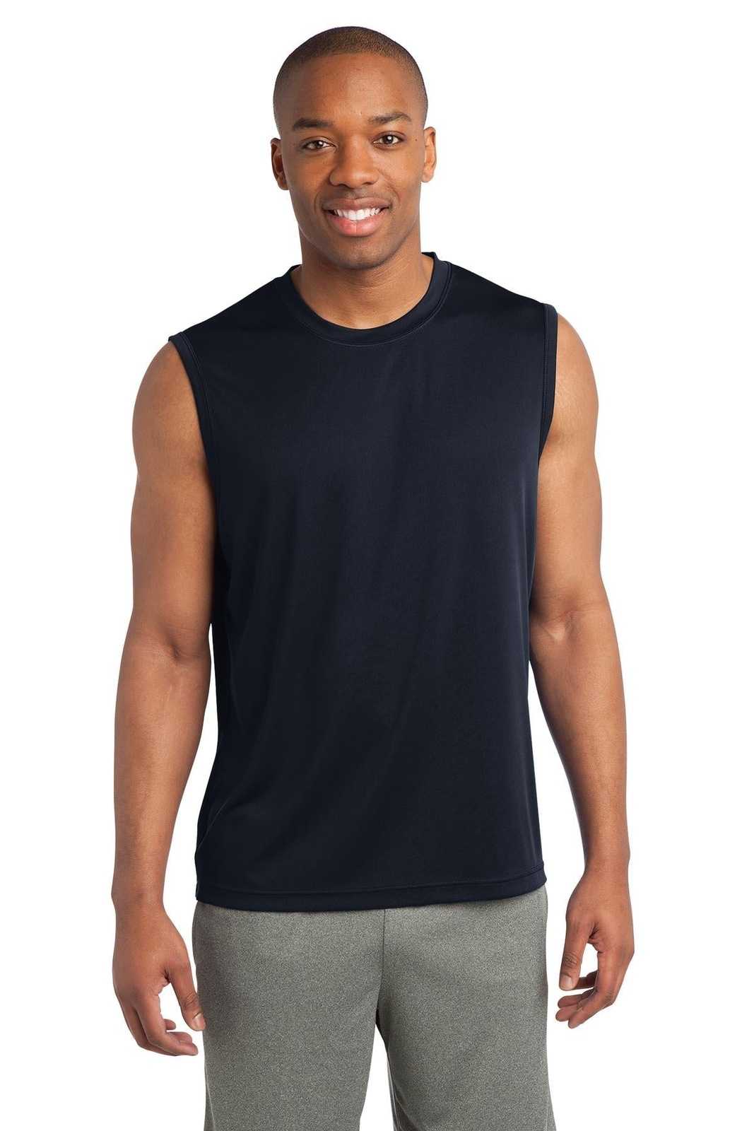 Sport-Tek ST352 Sleeveless PosiCharge Competitor Tee - True Navy - HIT a Double - 1