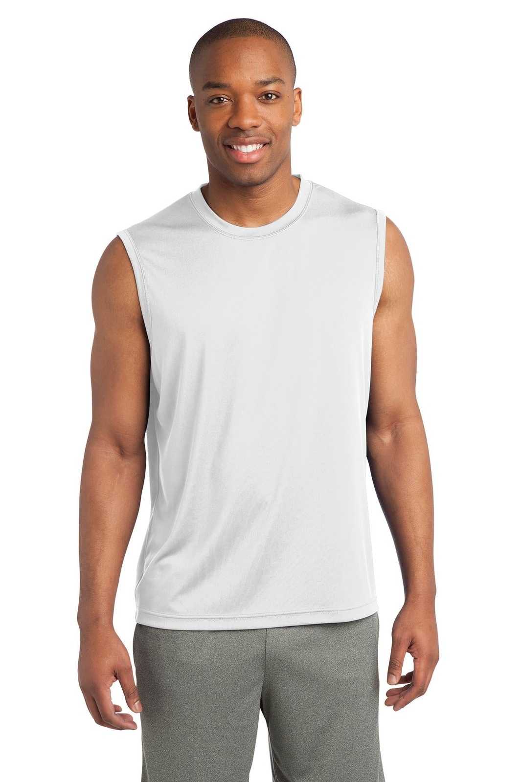 Sport-Tek ST352 Sleeveless PosiCharge Competitor Tee - White - HIT a Double - 1