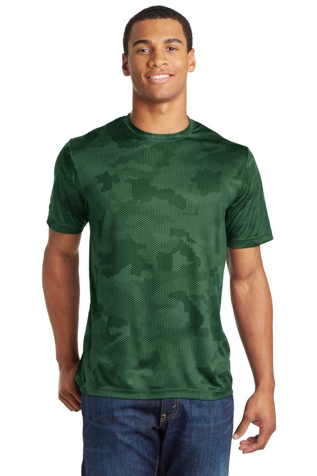 Sport-Tek ST370 Camohex Tee - Forest Green - HIT a Double - 1