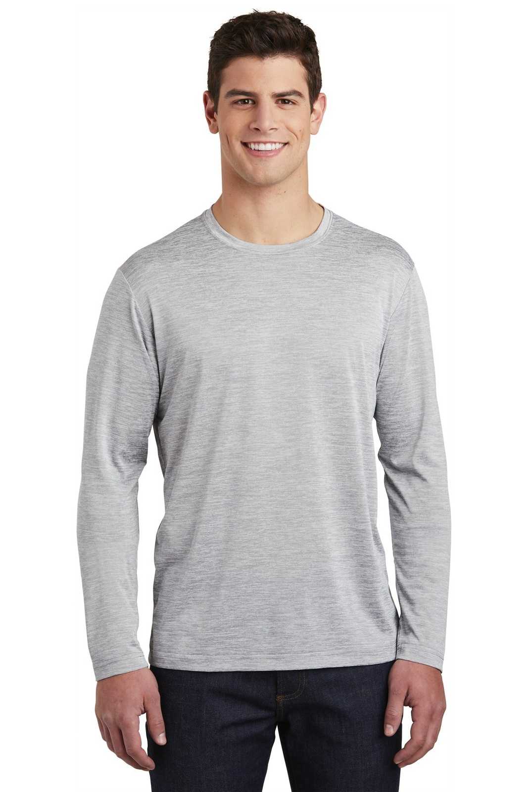 Sport-Tek ST390LS PosiCharge Long Sleeve Electric Heather Tee - Silver Electric - HIT a Double - 1