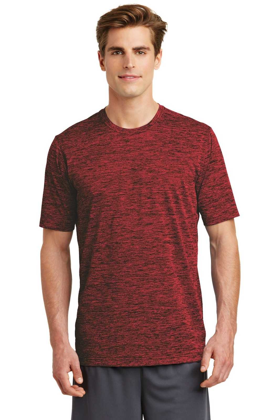 Sport-Tek ST390 PosiCharge Electric Heather Tee - Deep Red-Black Electric - HIT a Double - 1