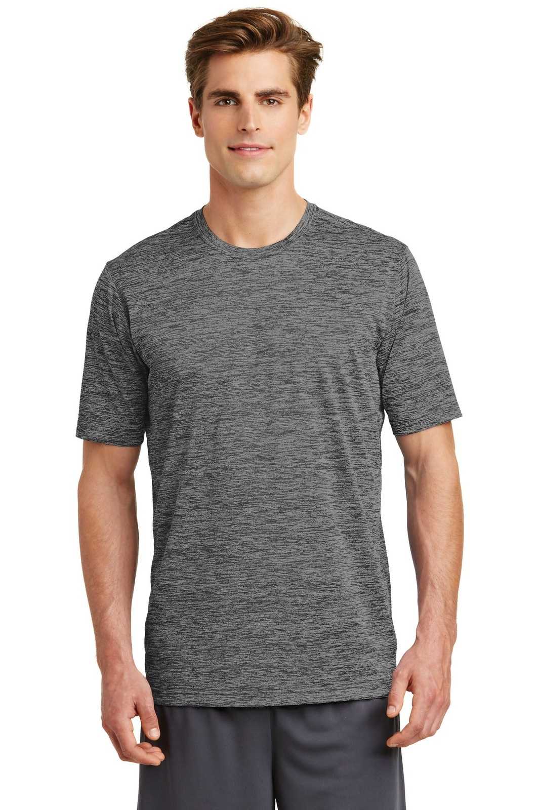 Sport-Tek ST390 PosiCharge Electric Heather Tee - Gray-Black Electric - HIT a Double - 1
