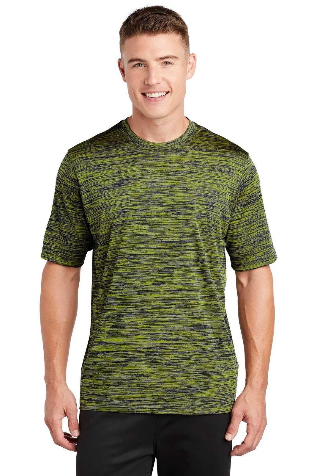 Sport-Tek ST390 PosiCharge Electric Heather Tee - Lime Shock-True Navy Electric - HIT a Double - 1