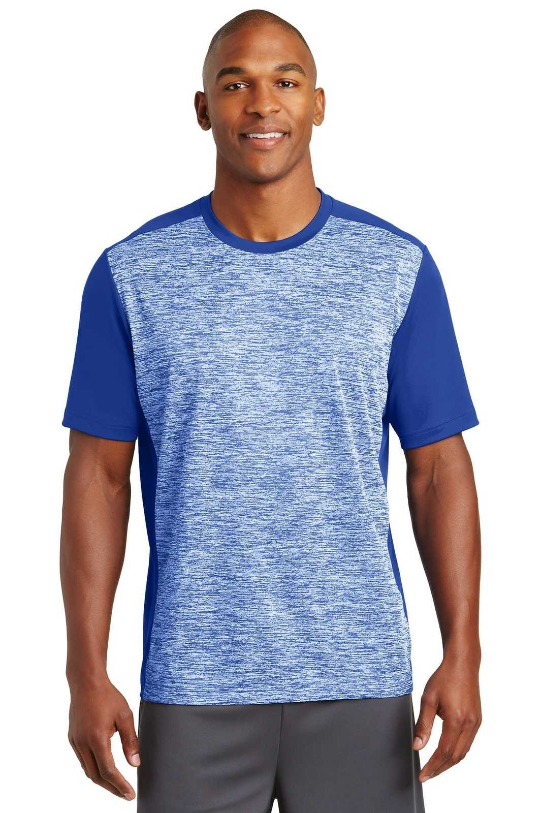 Sport-Tek ST395 PosiCharge Electric Heather Colorblock Tee - True Royal Electric True Royal - HIT a Double - 1