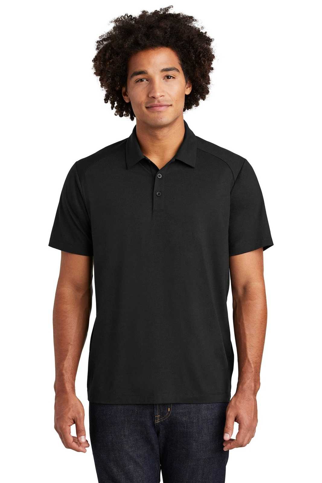 Sport-Tek ST405 PosiCharge Tri-Blend Wicking Polo - Black Triad Solid - HIT a Double - 1