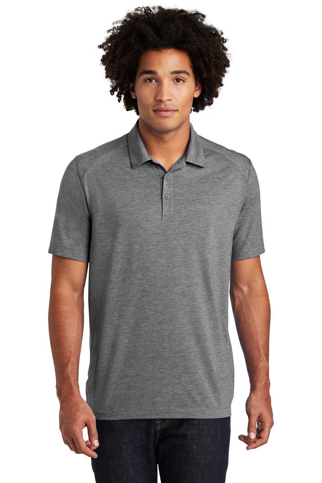 Sport-Tek ST405 PosiCharge Tri-Blend Wicking Polo - Dark Gray Heather - HIT a Double - 1